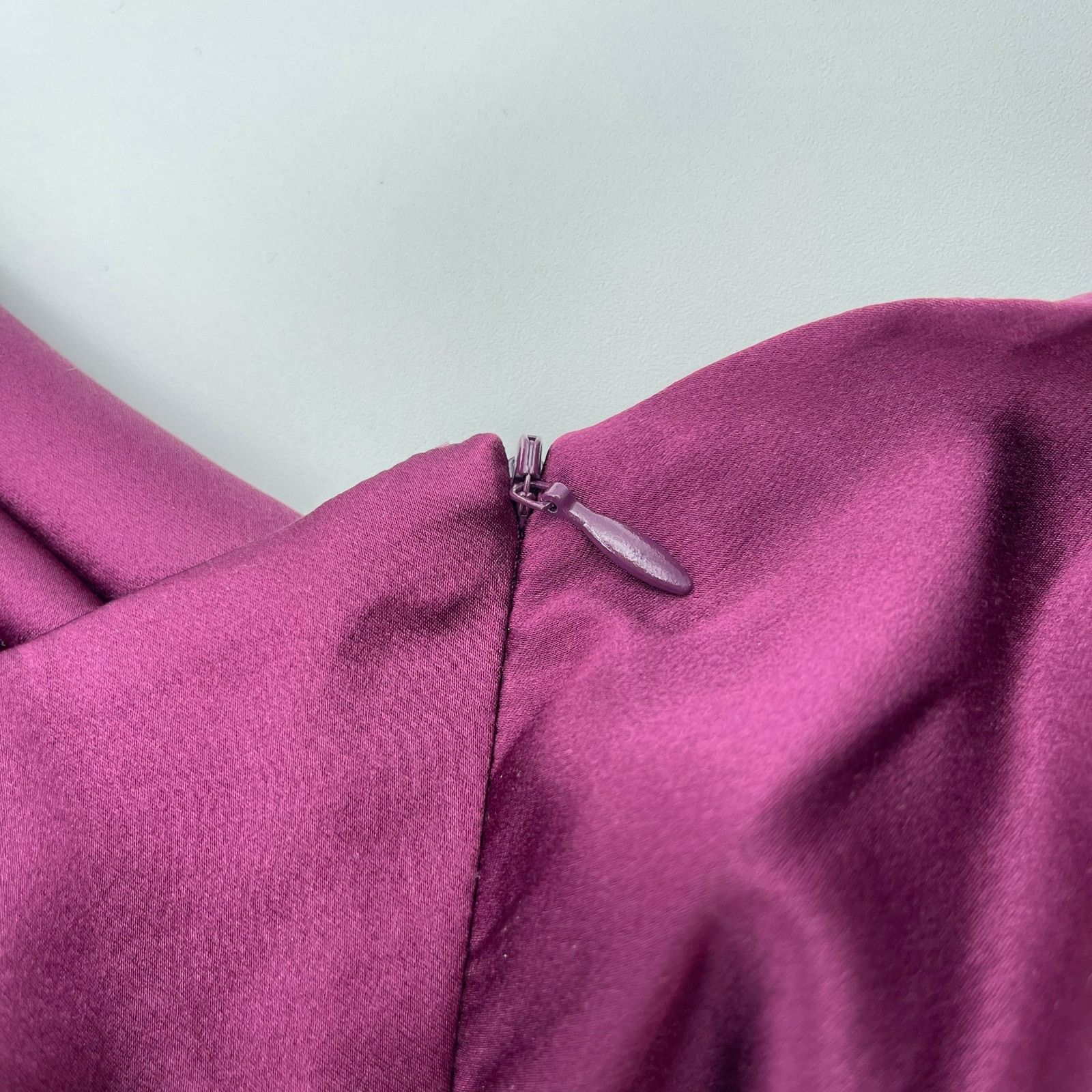 The Sei Ruched Cut Out Silk Midi Dress in Burgundy 2