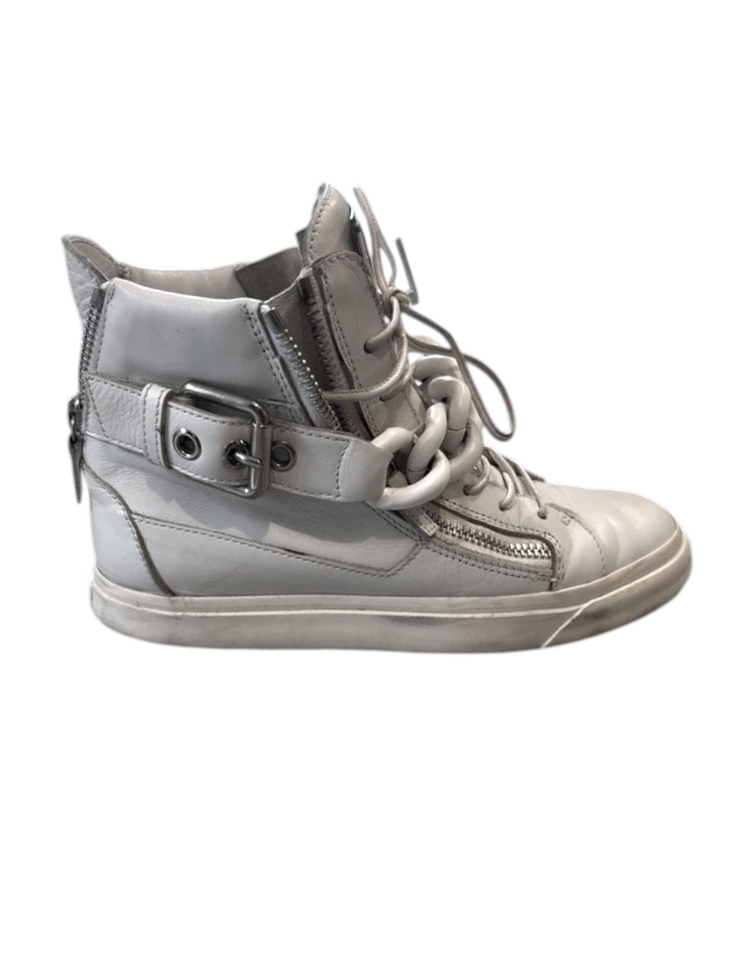 Giuseppe Zanotti Giuseppe Zanotti White Chain Hi Top Sneakers, Mid 2010s Size US 7 / EU 40 - 4 Thumbnail