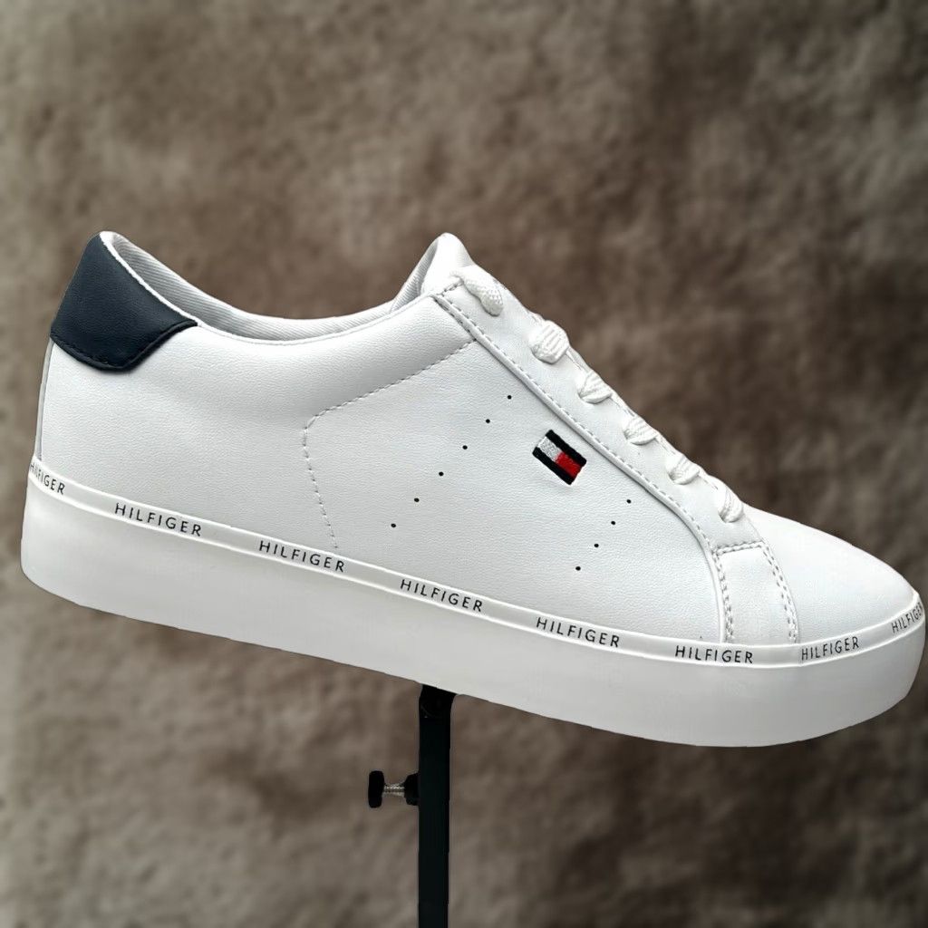 Tommy Hilfiger Tommy Hilfiger Women's Henissly Sneaker Size 7.5 White Lace Up Casual & Stylish Shoes Size US 8 / IT 38 - 1 Thumbnail