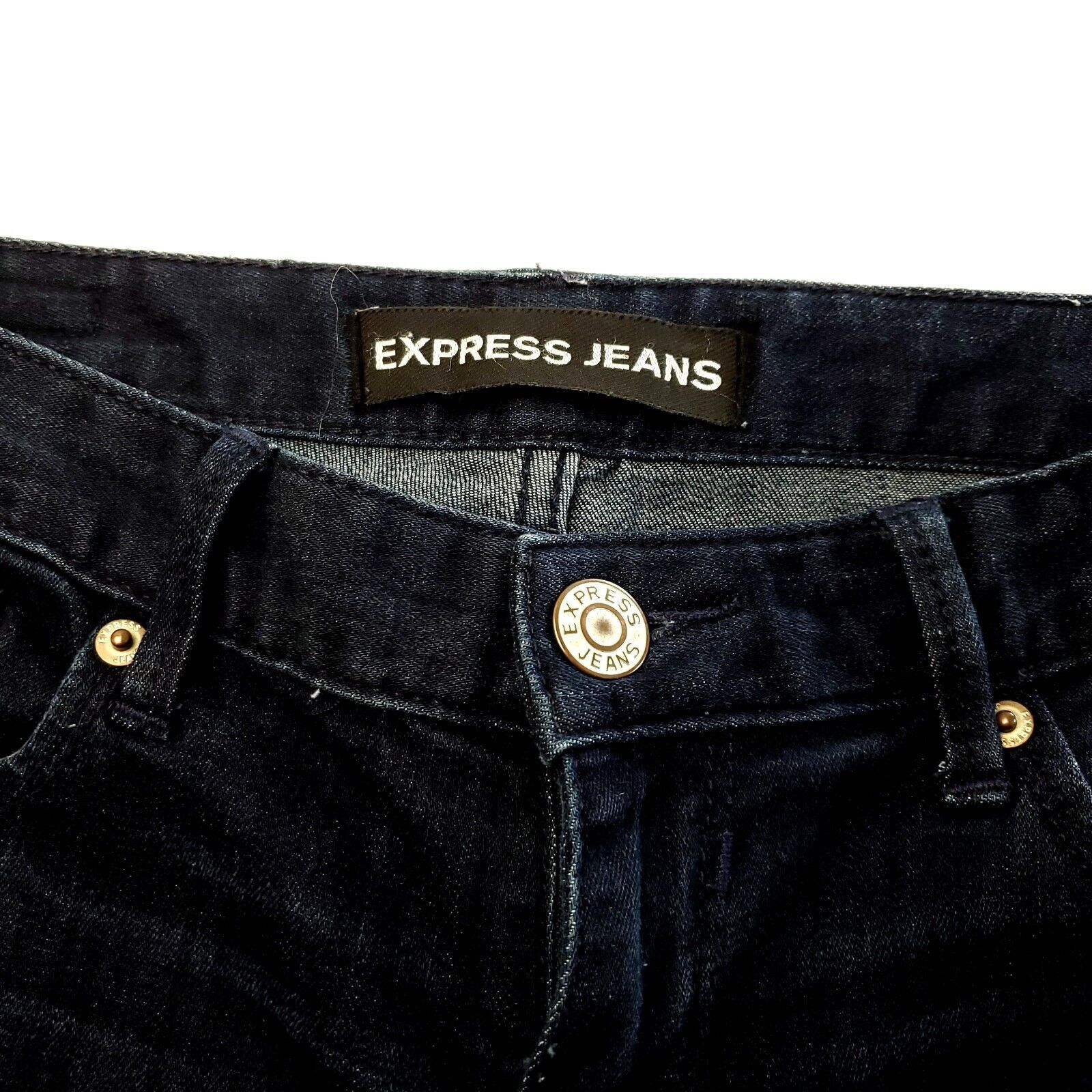 Express Express Legging Stella Low Rise Dark Blue Whisker Denim Jean Size 30" / US 8 / IT 44 - 3 Thumbnail