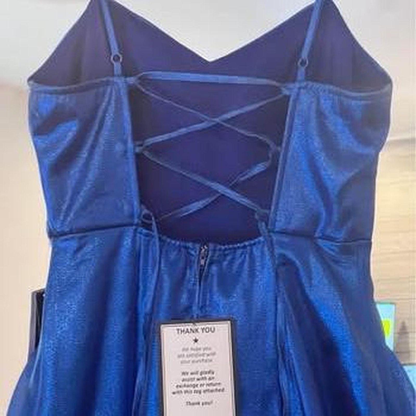 Macys NWT Sparkle Royal dress long ballroom Sz 7 Size M / US 6-8 / IT 42-44 - 6 Thumbnail