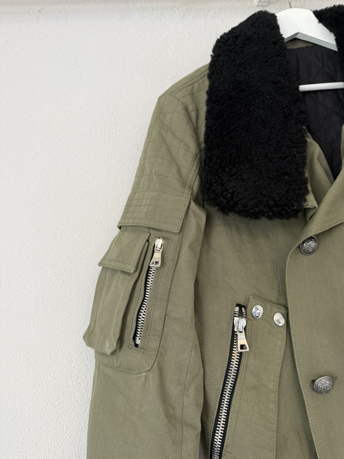 Balmain Military Bomber Jacket with Shearling Collar Size US M / EU 48-50 / 2 - 6 Thumbnail