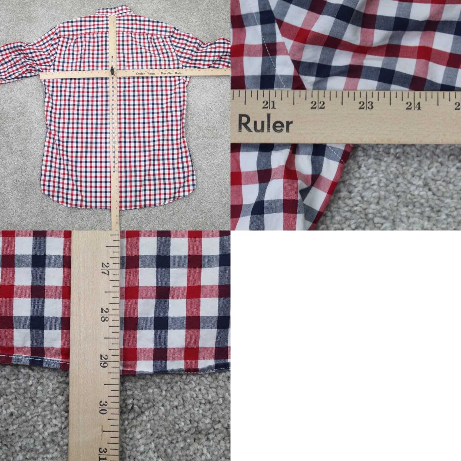 Bonobos Bonobos Shirt Mens Large Red/Blue/White Check Slim Fit Cotton L/S Button Down Size US L / EU 52-54 / 3 - 8 Thumbnail