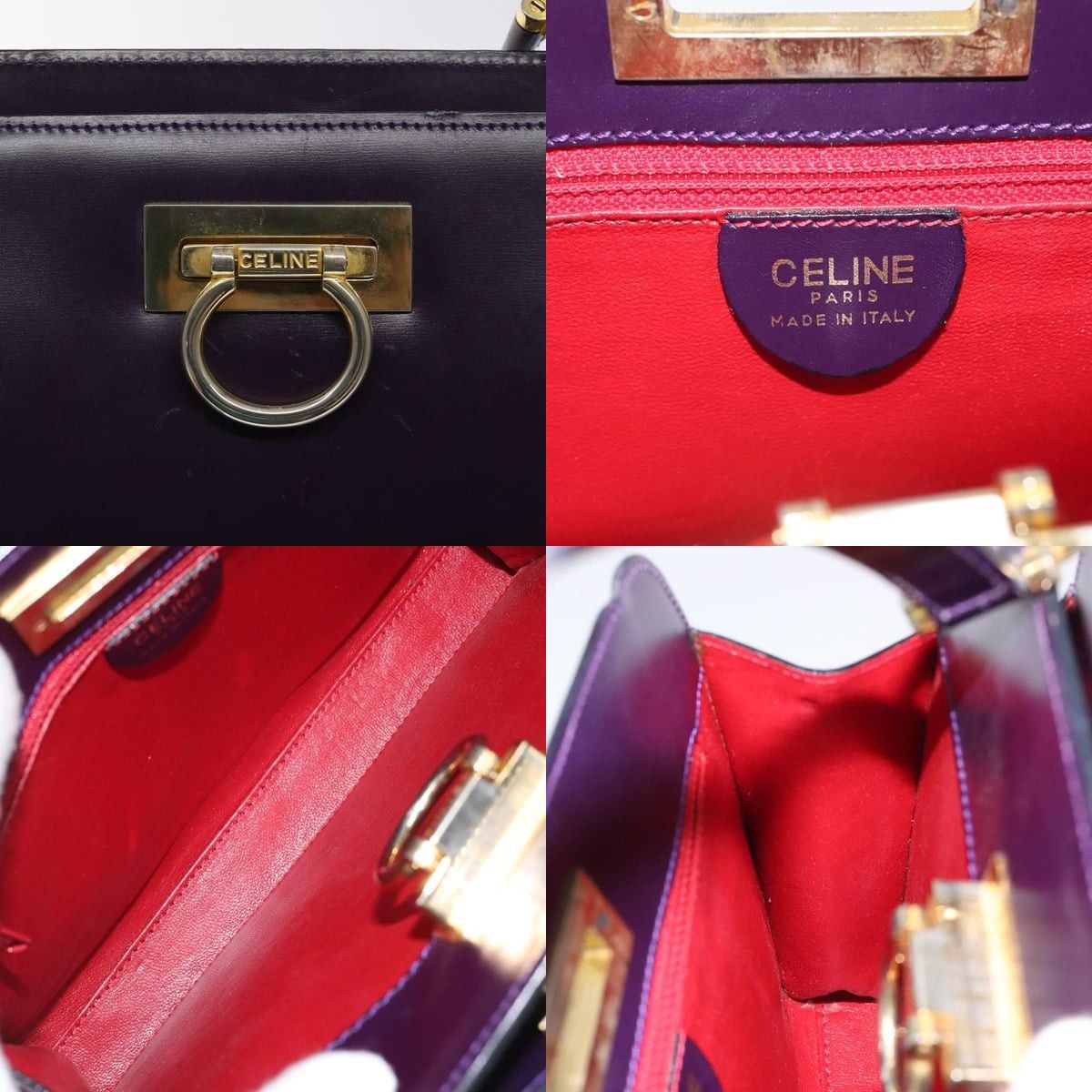 Celine CELINE Hand Bag Leather Purple Gold Size ONE SIZE - 11 Thumbnail