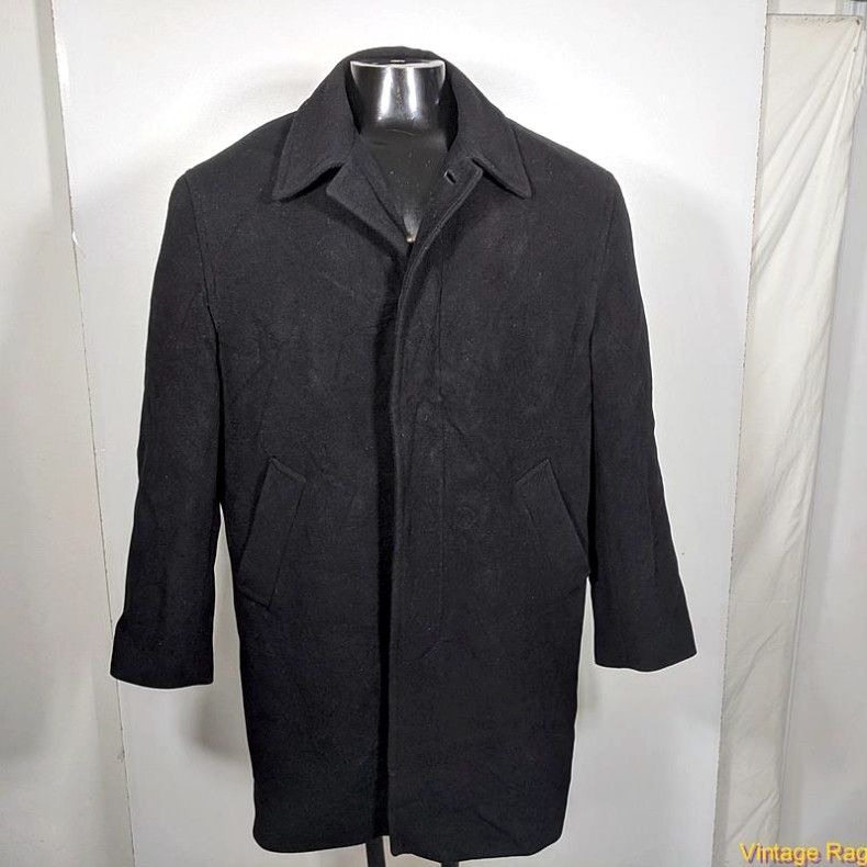 image of J Crew Dillard's Wool Jacket Coat Overcoat Mens Size 40S 40 Short S Black in White