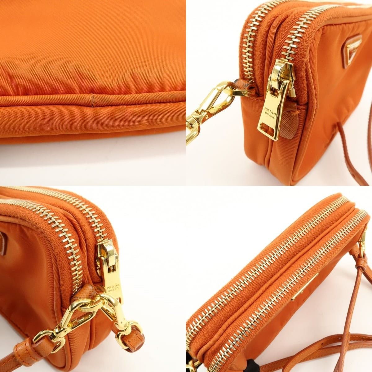 Prada Prada Triangle Logo Nylon Shoulder Bag Orange Size ONE SIZE - 6 Thumbnail