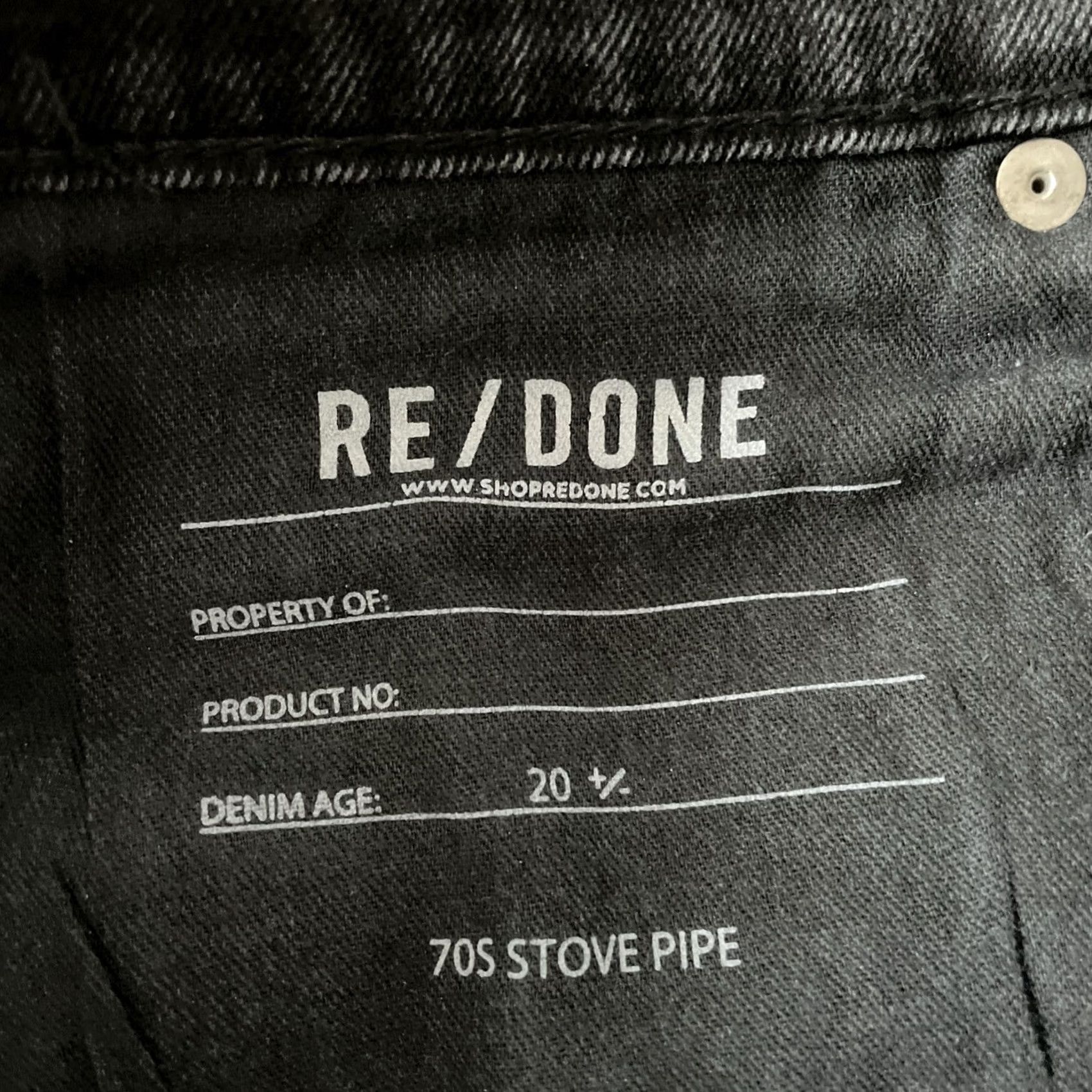 RE/DONE RE/DONE 70s Stovepiper Jeans Womens 32x26 High Rise Straight Black Denim Jeans Size 24" / US 00 / IT 34 - 3 Thumbnail