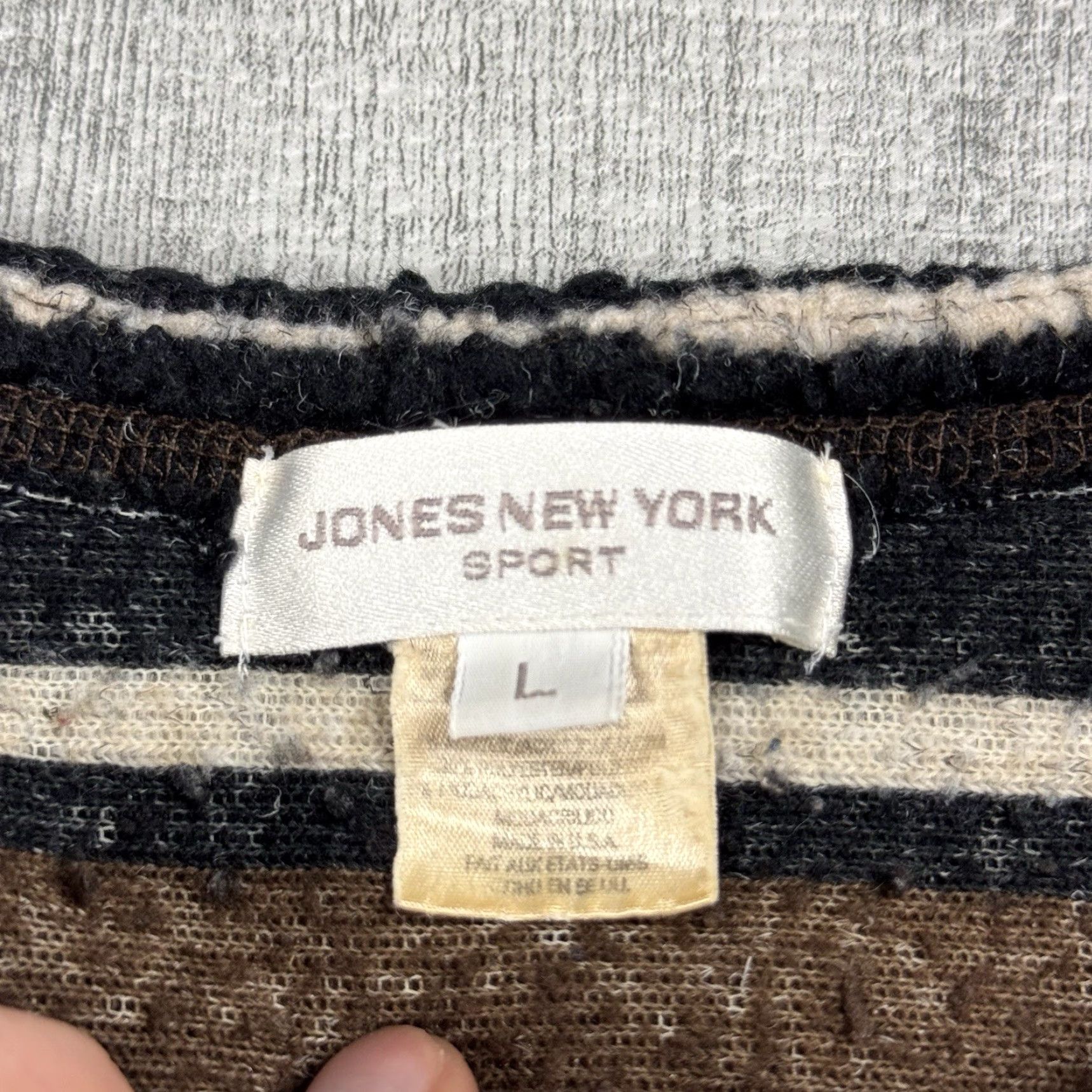 Jones New York VTG Jones New York Sport Pullover Crewneck Fleece Striped Sweater L Women Multicolor/Pattern Striped Retro Hipster City Classic USA Size L / US 10 / IT 46 - 3 Thumbnail