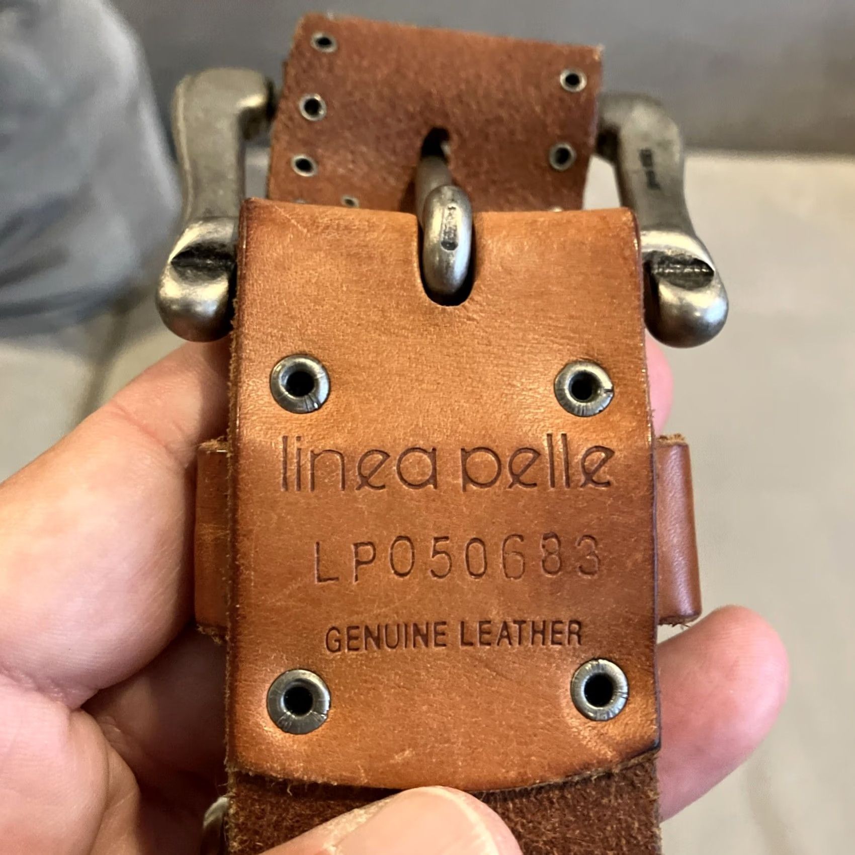 Vintage Linea Pelle Belt Leather Brass Boho Chic Hippie Flower Child One Size Brown Women Belt Size ONE SIZE - 4 Thumbnail