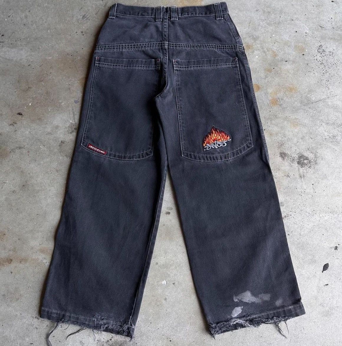 JNCO ultra rare 90s ‘Flame JNCO Patch Jeans distressed Grail pair Size US 28 / EU 44 - 1 Thumbnail