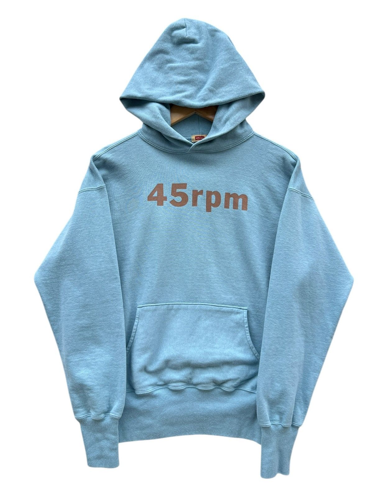 45rpm Vintage 45RPM Spellout Logo Soft Blue Hoodie Size US S / EU 44-46 / 1 - 1 Thumbnail
