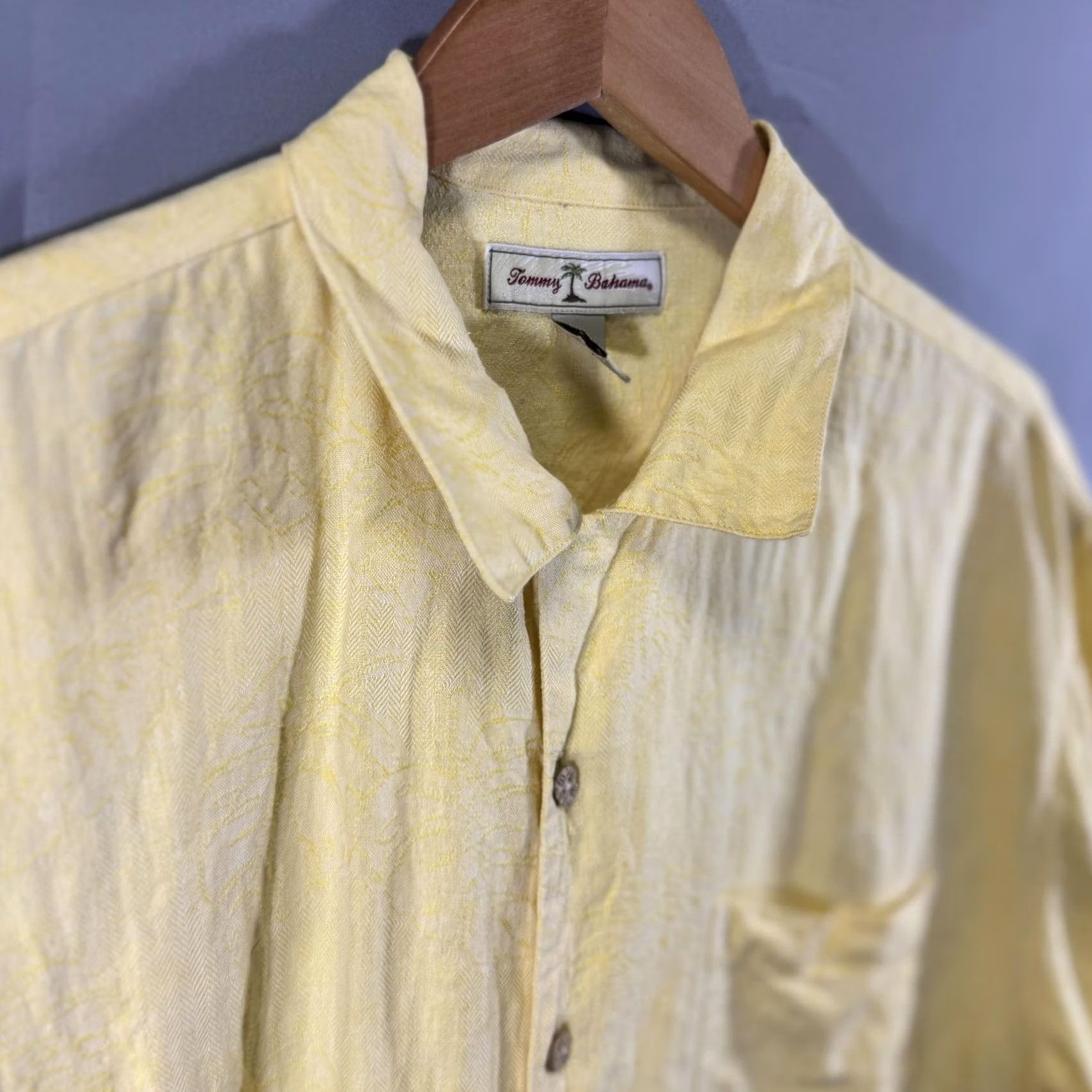 Tommy Bahama Tommy Bahama Shirt Mens Large Yellow Linen Cotton Short Sleeve Button Up Pocket Size US L / EU 52-54 / 3 - 3 Thumbnail