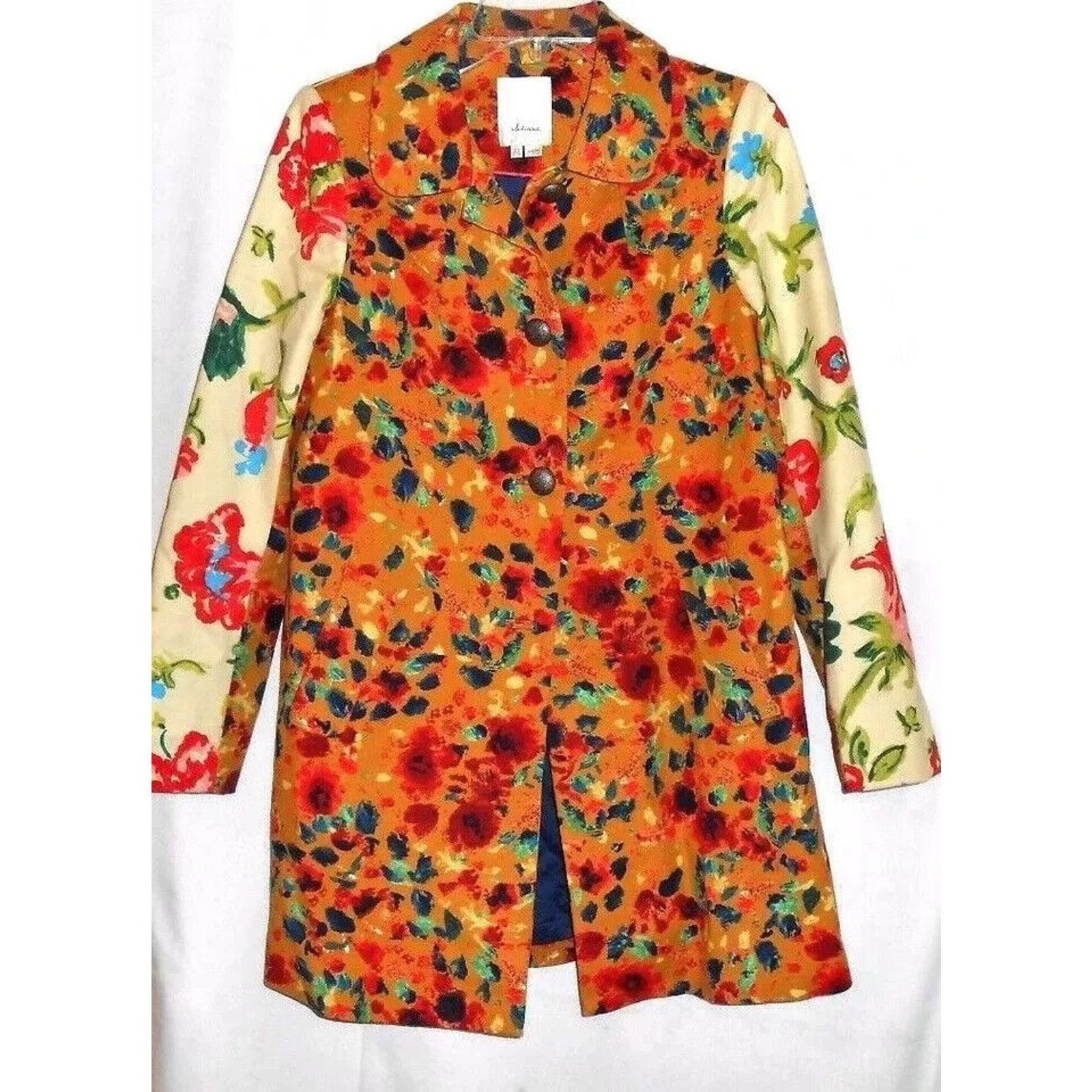 Anthropologie ANTHROPOLOGIE ELEVENSES FLORAL GARDEN PRINT BUTTON COAT SZ 0 Size XS / US 0-2 / IT 36-38 - 5 Thumbnail