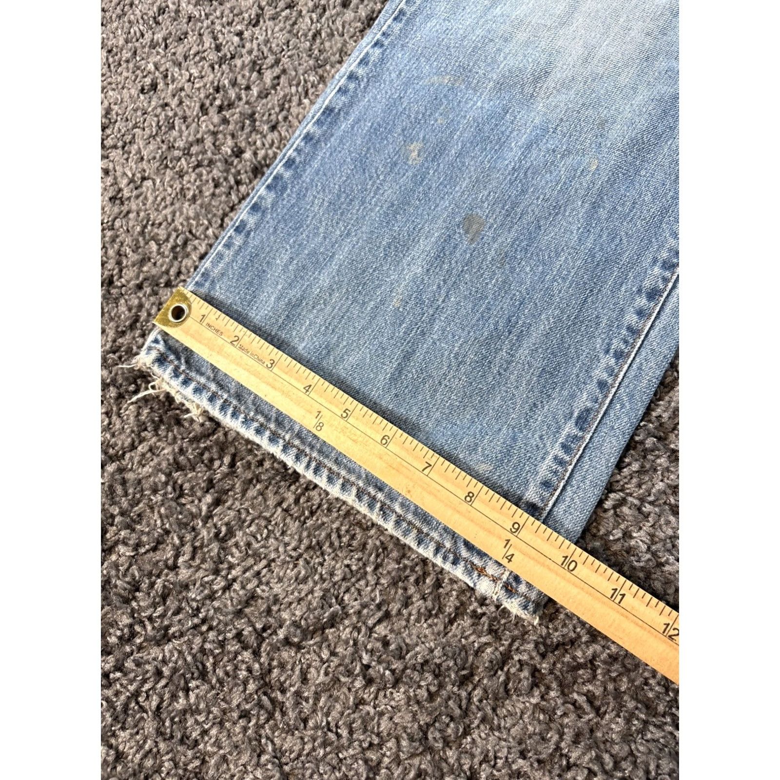 Lucky Brand VINTAGE Lucky Brand Jeans Mens 36x28 Baggy Wide Distressed Grunge Blue 36 Inseam 28 Relaxed Wide-Leg Men Size US 36 / EU 52 - 3 Thumbnail