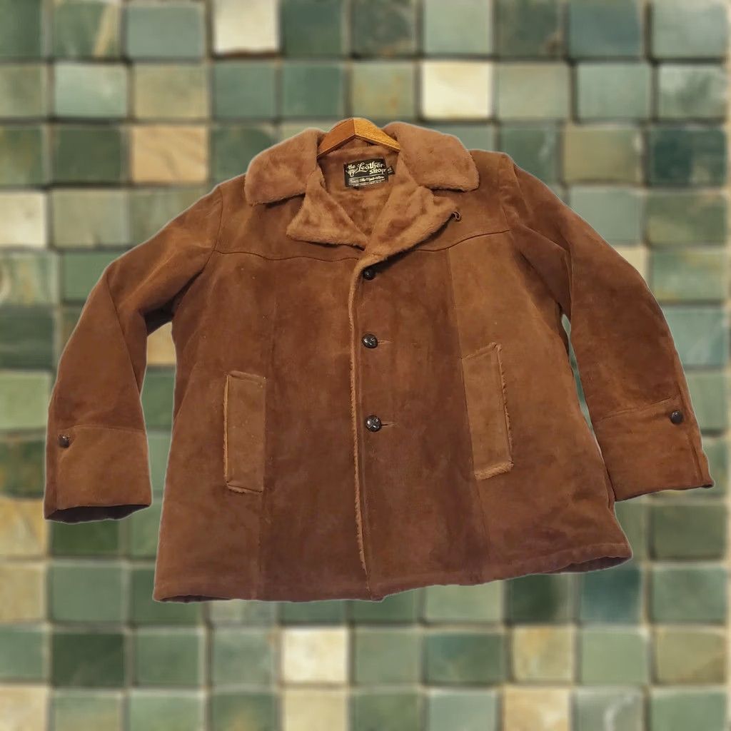 Sears VINTAGE SEARS Mens L Brown Suede Leather Rancher Western Lined Jacket Coat 70s Vtg 42 Size US L / EU 52-54 / 3 - 1 Thumbnail