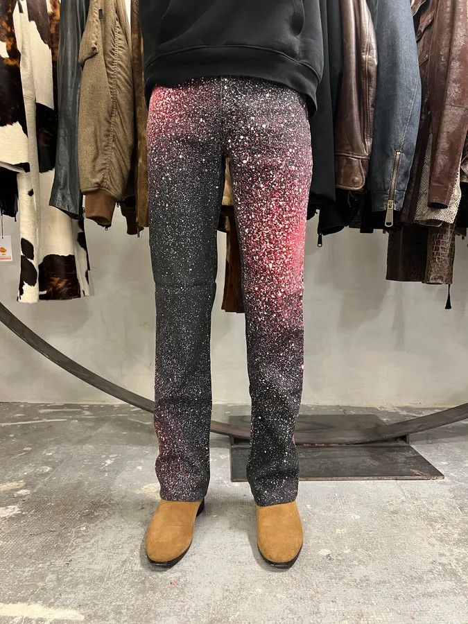 Designer × Roberto Cavalli × Vintage 2000s Roberto Cavalli Red Galaxy Expansion Embellished Pants Size 28" / US 6 / IT 42 - 2 Thumbnail