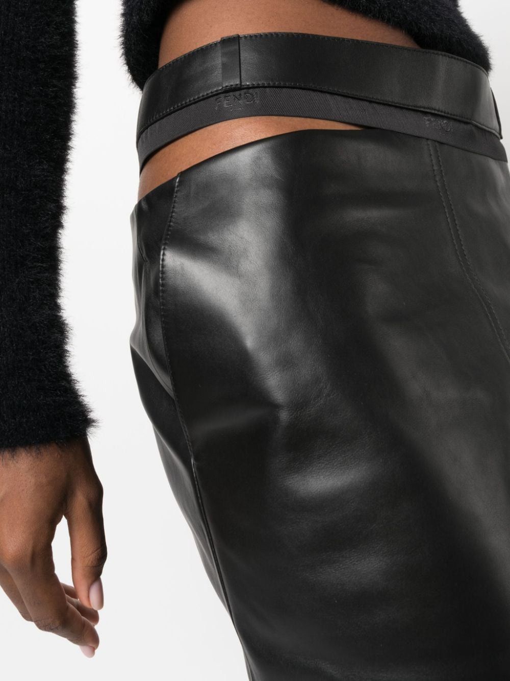 Fendi o1loc1c0824 Leather Skirt in Black Size 27" / US 4 / IT 40 - 4 Thumbnail