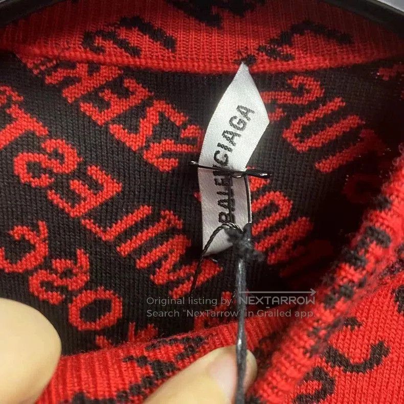 Balenciaga Balenciaga Red Logo Print Sweater. Size US XS / EU 42 / 0 - 7 Thumbnail