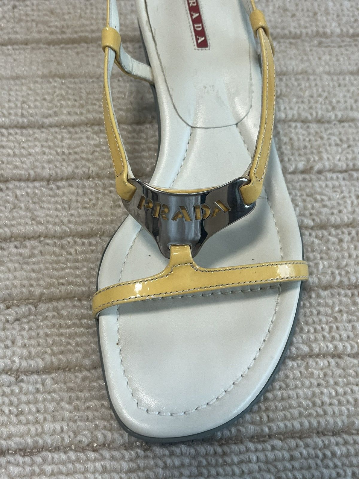 Prada Prada yellow kitten heel with silver plate Size US 6 / IT 36 - 3 Thumbnail
