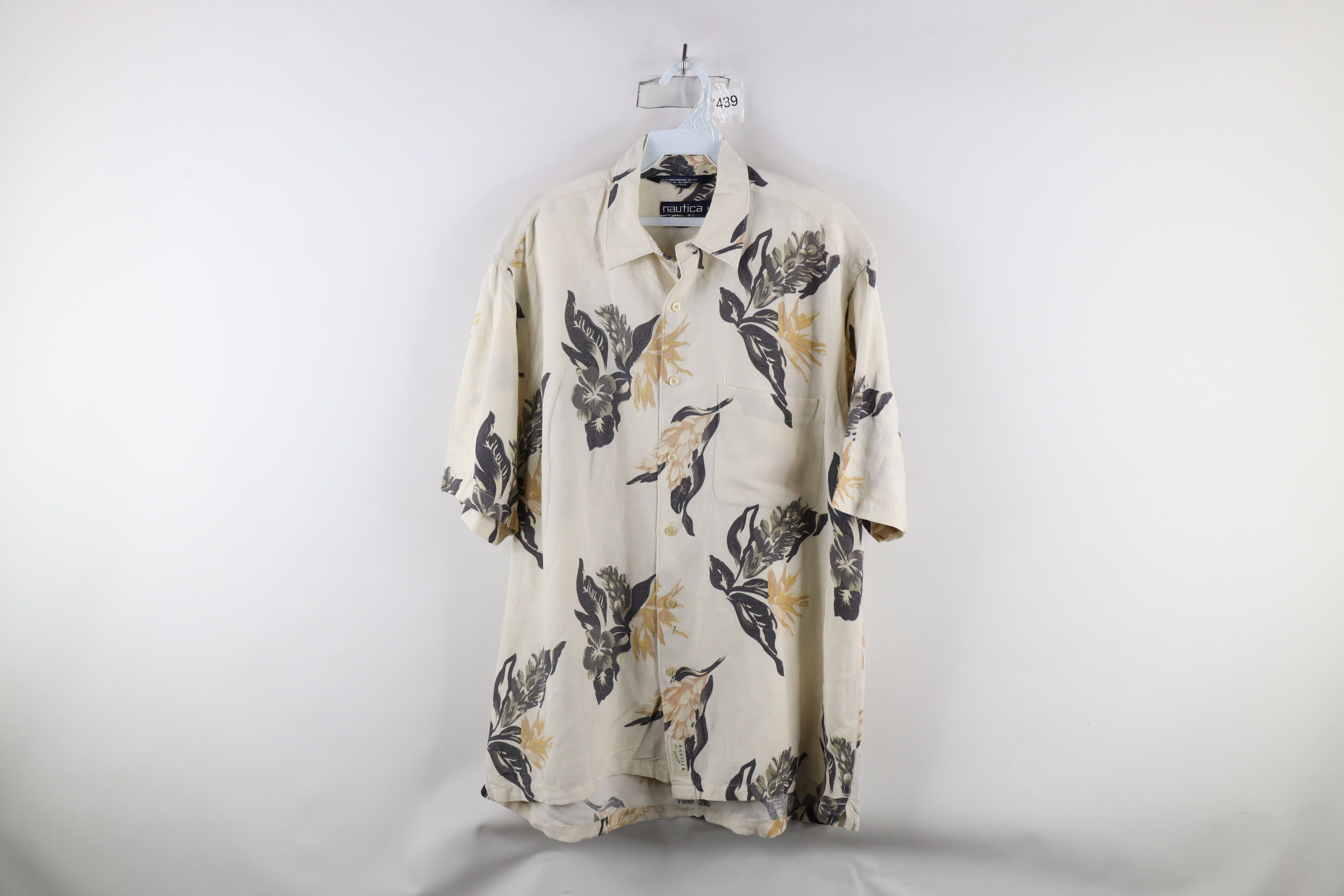 Nautica × Vintage Vintage 90s Nautica Distressed Blend Flower Button Shirt Size US M / EU 48-50 / 2 - 1 Thumbnail