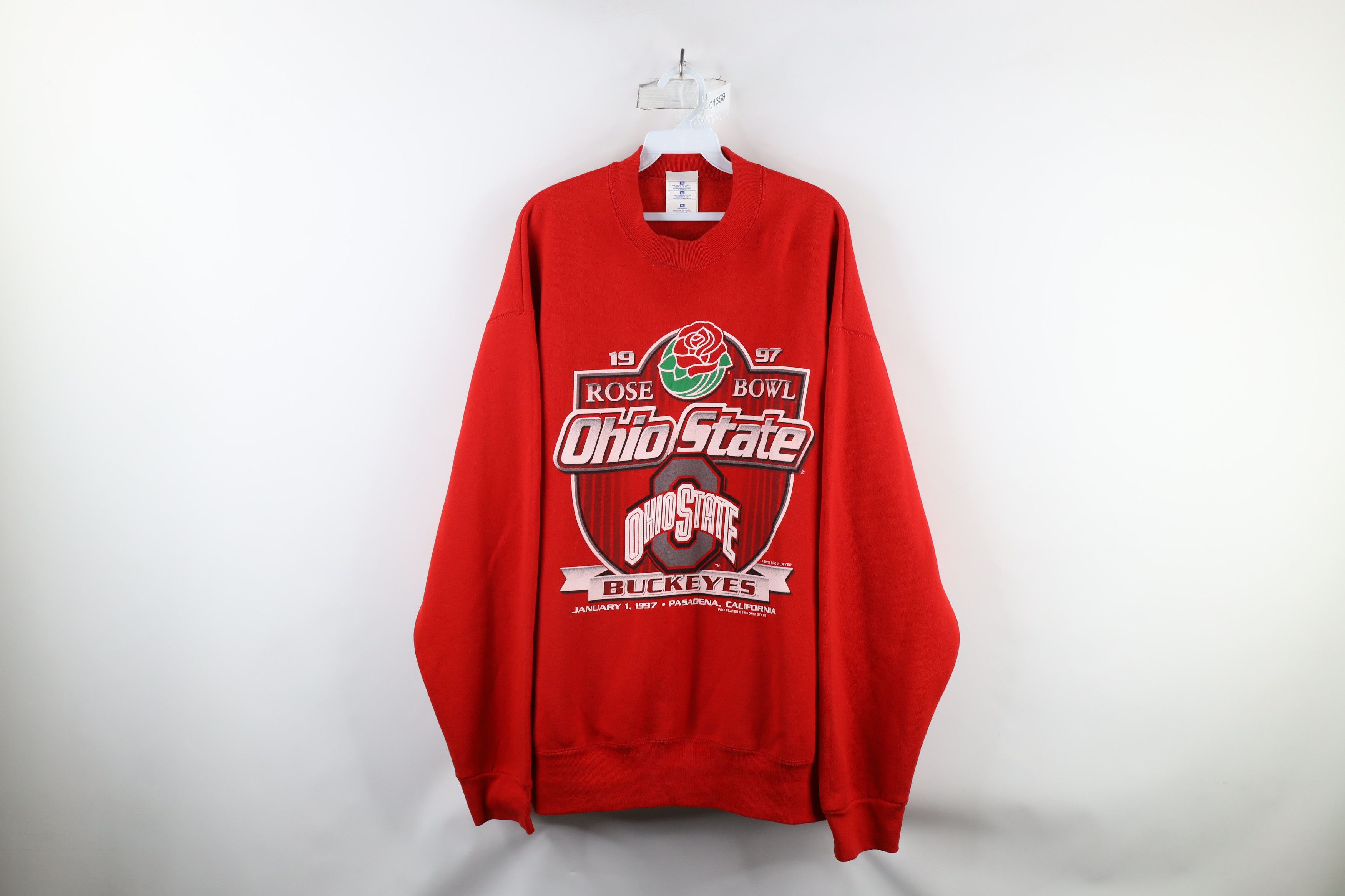 Vintage Vintage 90s State University Football Sweatshirt Red USA Size US XL / EU 56 / 4 - 1 Thumbnail