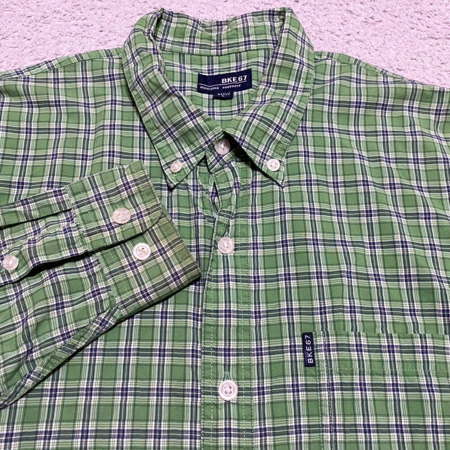 Vintage Buckle Mens Large Button-Down Shirt Green Plaid Long Sleeve Cotton Modal - Vintage? No Size US L / EU 52-54 / 3 - 5 Thumbnail