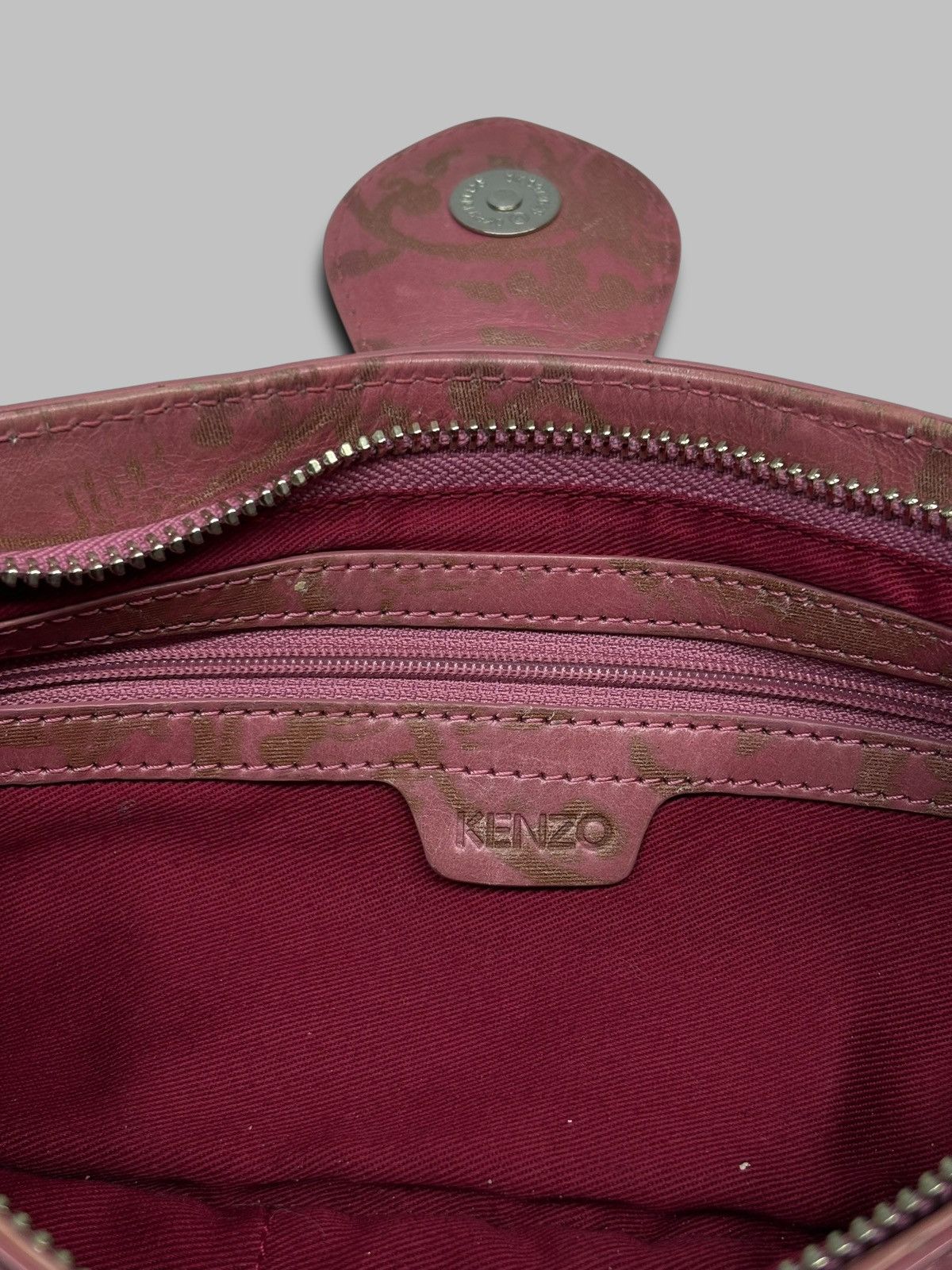 Kenzo Kenzo Red Pleated Nylon and Leather Small Zip Hobo Size ONE SIZE - 12 Thumbnail
