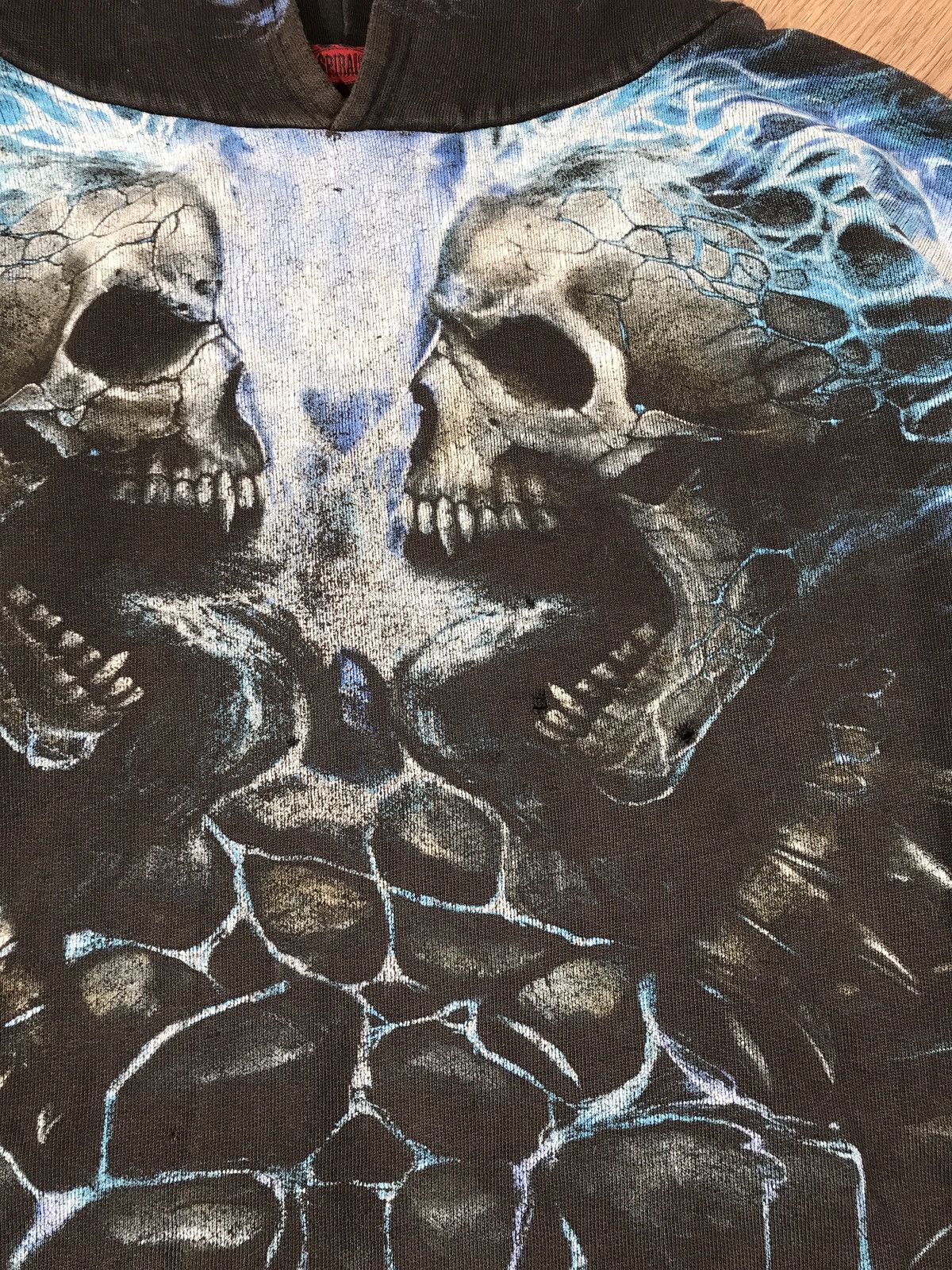 Vintage Vintage Distressed Spiral Skull Hoodie Size US XXL / EU 58 / 5 - 7 Thumbnail