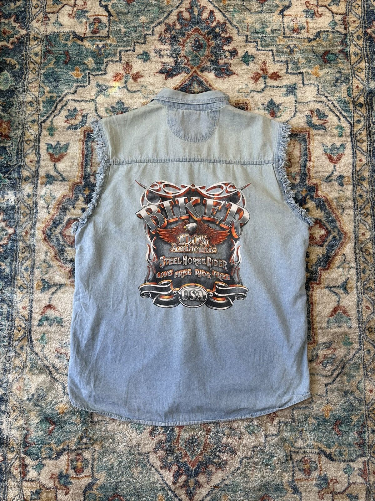 Vintage Vintage USA Denim Biker Vest Large Size US L / EU 52-54 / 3 - 2 Thumbnail