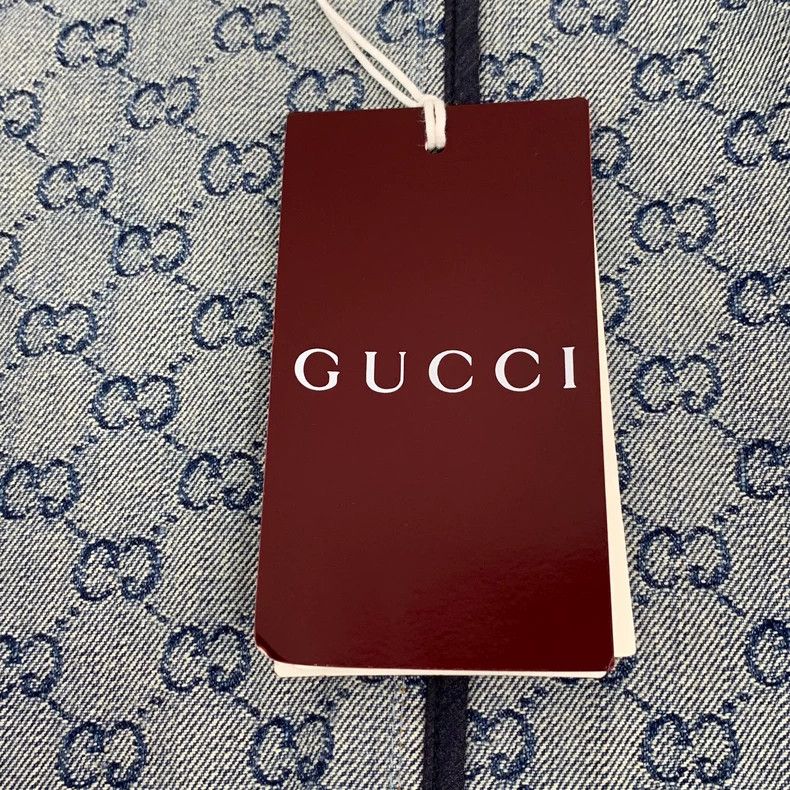 Gucci Gucci Size34 Dark blue logo jacquad full print cotton lapel Size US XXS / EU 40 - 6 Thumbnail
