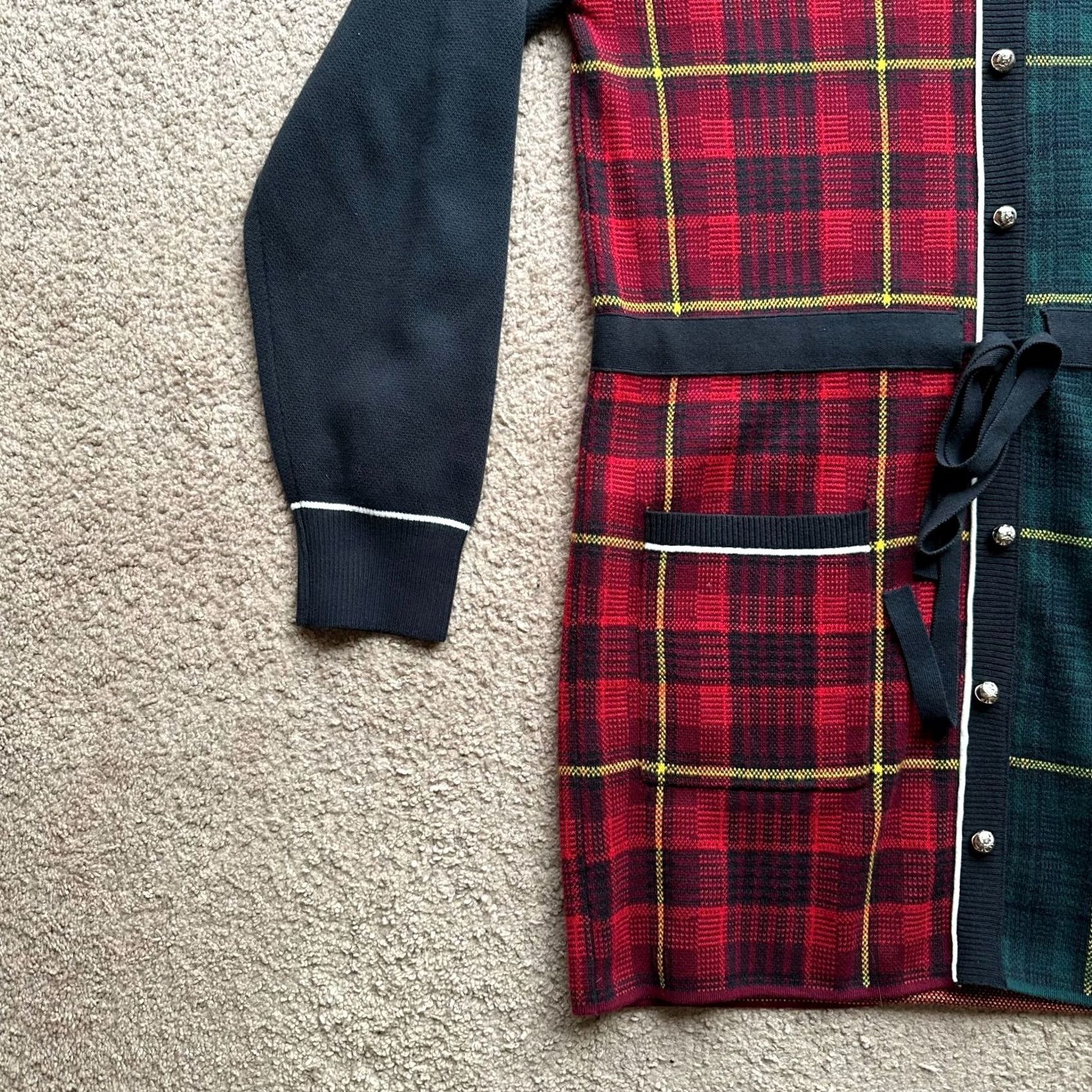 Tommy Hilfiger Tommy Hilfiger Sweater Dress Womens Small Cotton Collection Long Sleeve Plaid Multicolor V-Neck Button Size S / US 4 / IT 40 - 5 Thumbnail