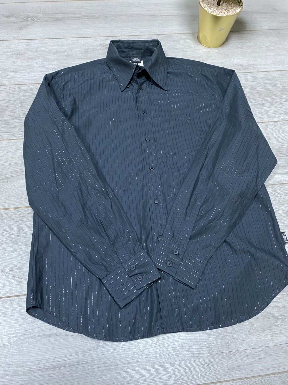Versace Jeans Couture Versace jeans couture medusa shiny stripped shirt buttons Size US XL / EU 56 / 4 - 6 Thumbnail