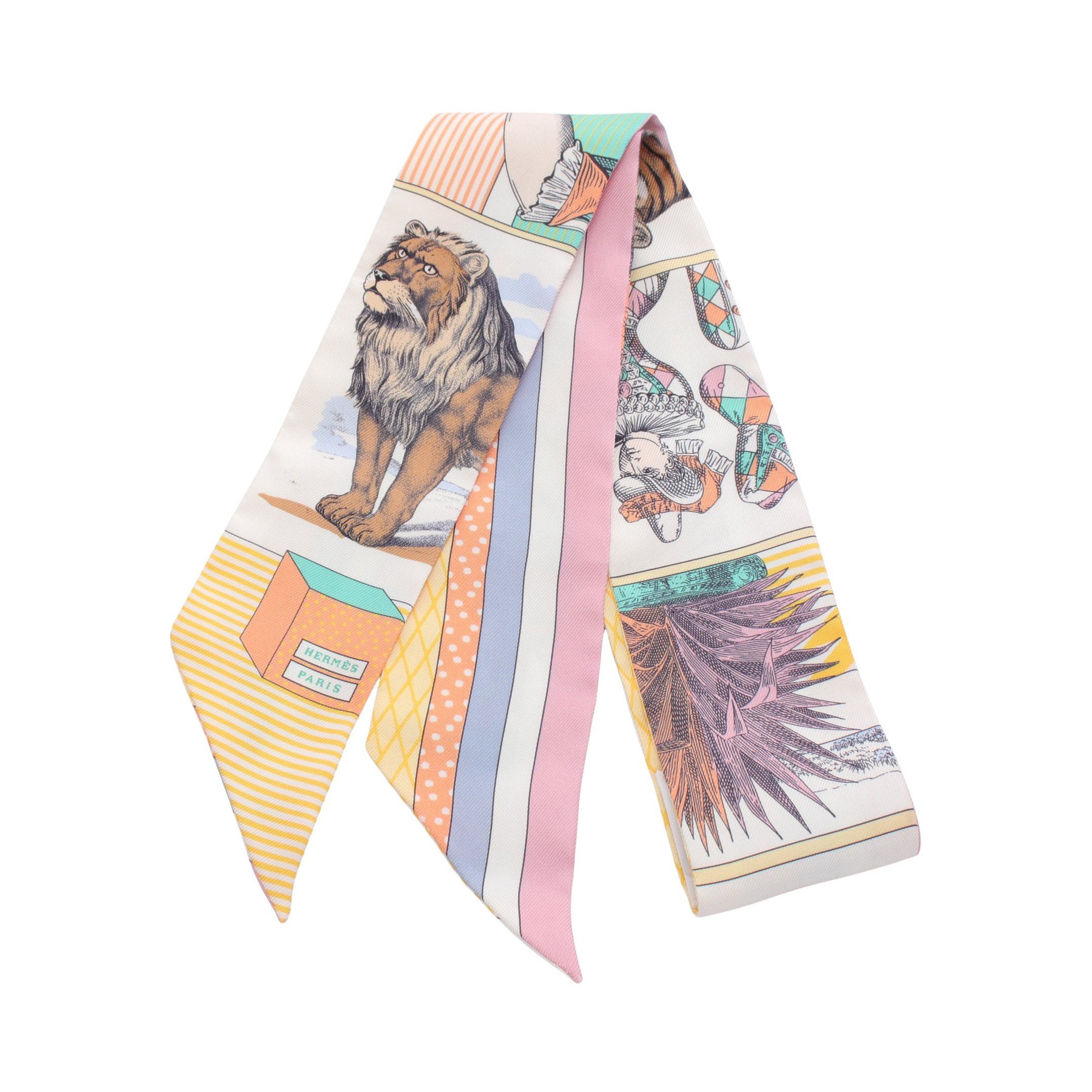 Hermes Hermes Twilly Grand Theatre Nouveau Ribbon Scarf Silk White Multicolor Size ONE SIZE - 1 Thumbnail