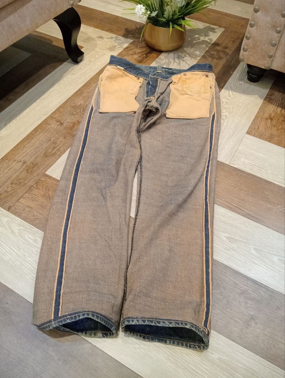 Warehouse BLUE & GRAY BY WAREHOUSE JAPAN WASHED BLUE SELVEDGE DENIM Size US 33 - 23 Thumbnail
