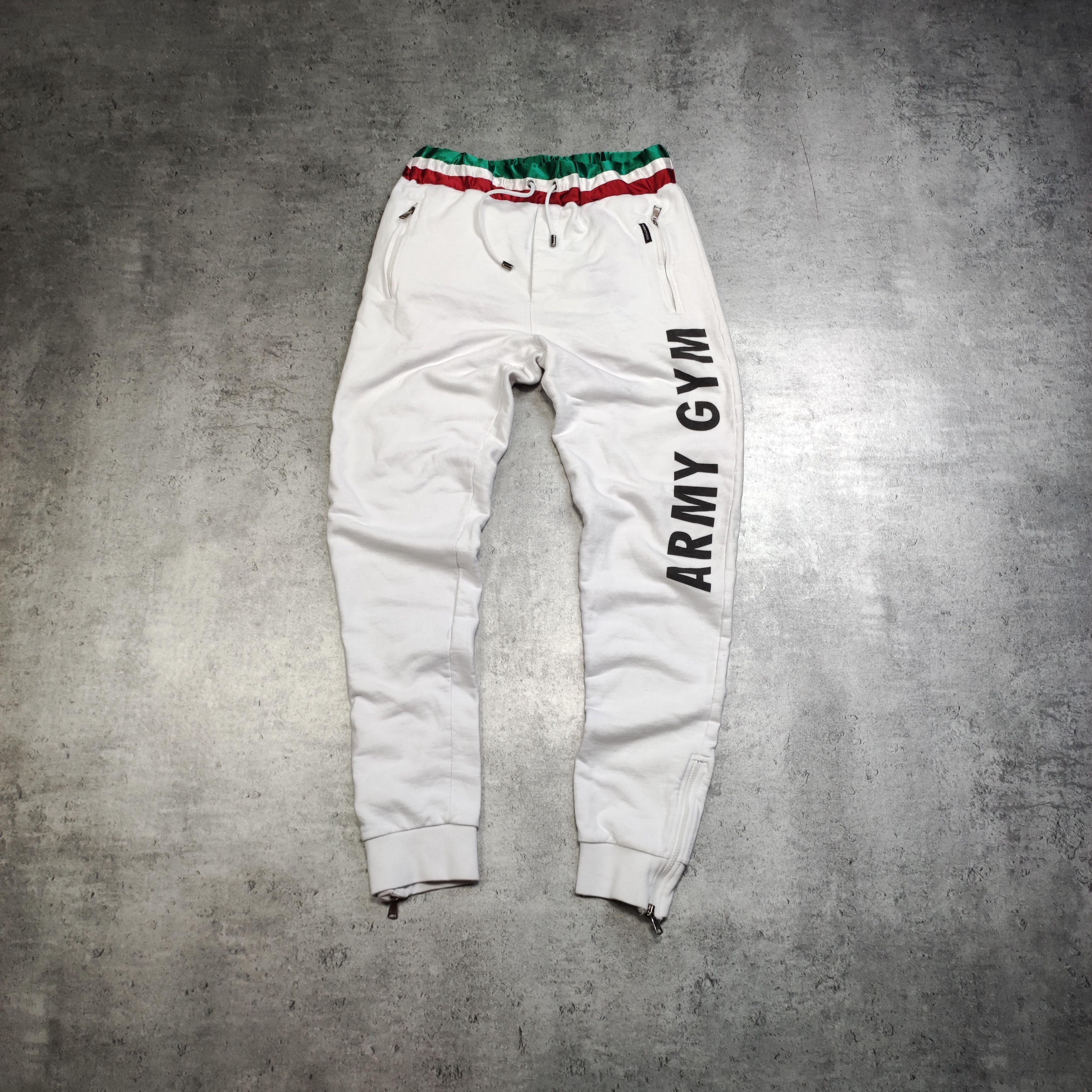 RARE Dolce & Gabbana White Italy Army Gym Jogger Sweatpants