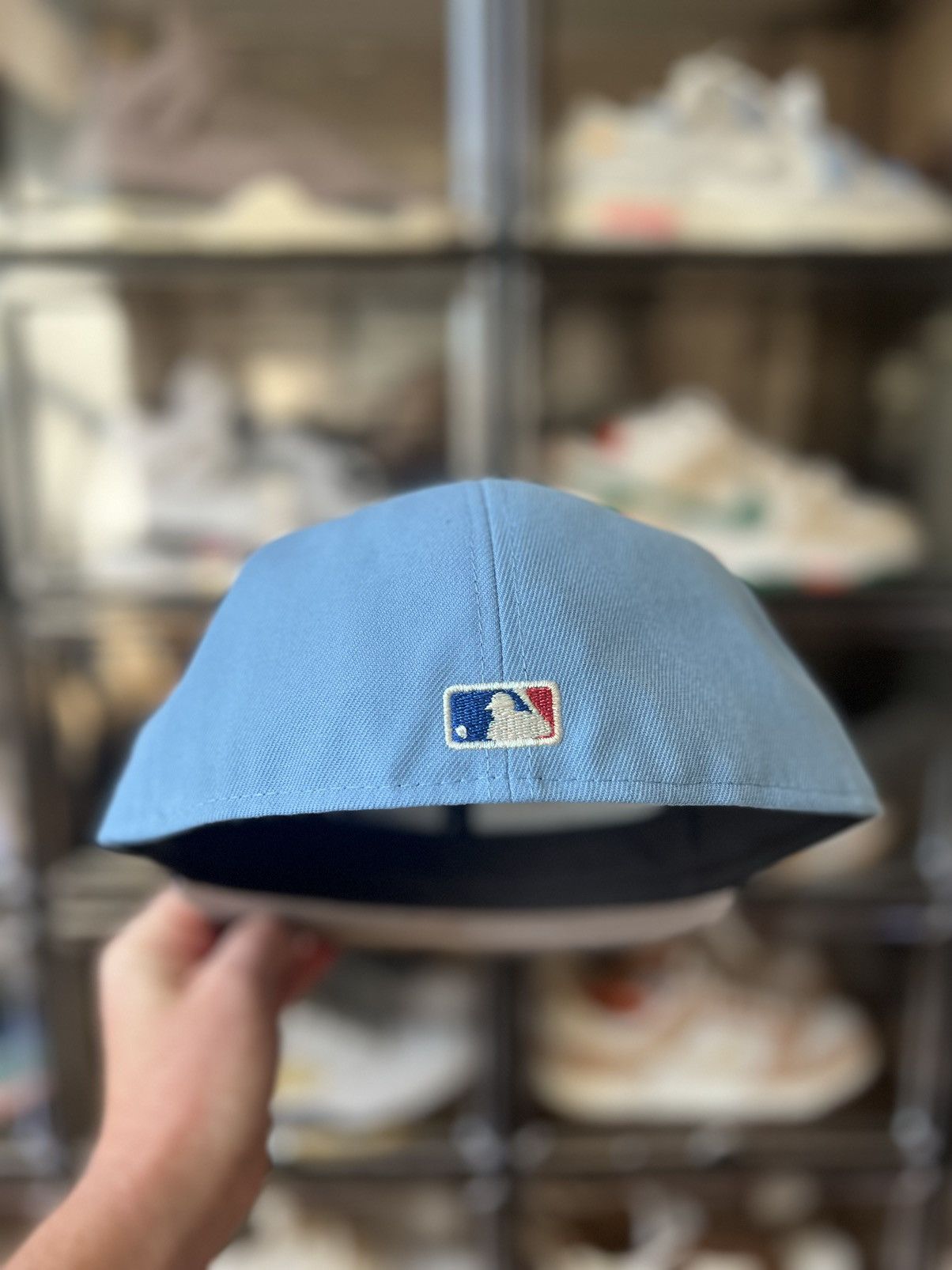 MLB × MyFitteds × New Era 7 1/2 MyFitteds LA Los Angeles Dodgers Seoul Korean Sky Blue Size ONE SIZE - 4 Thumbnail