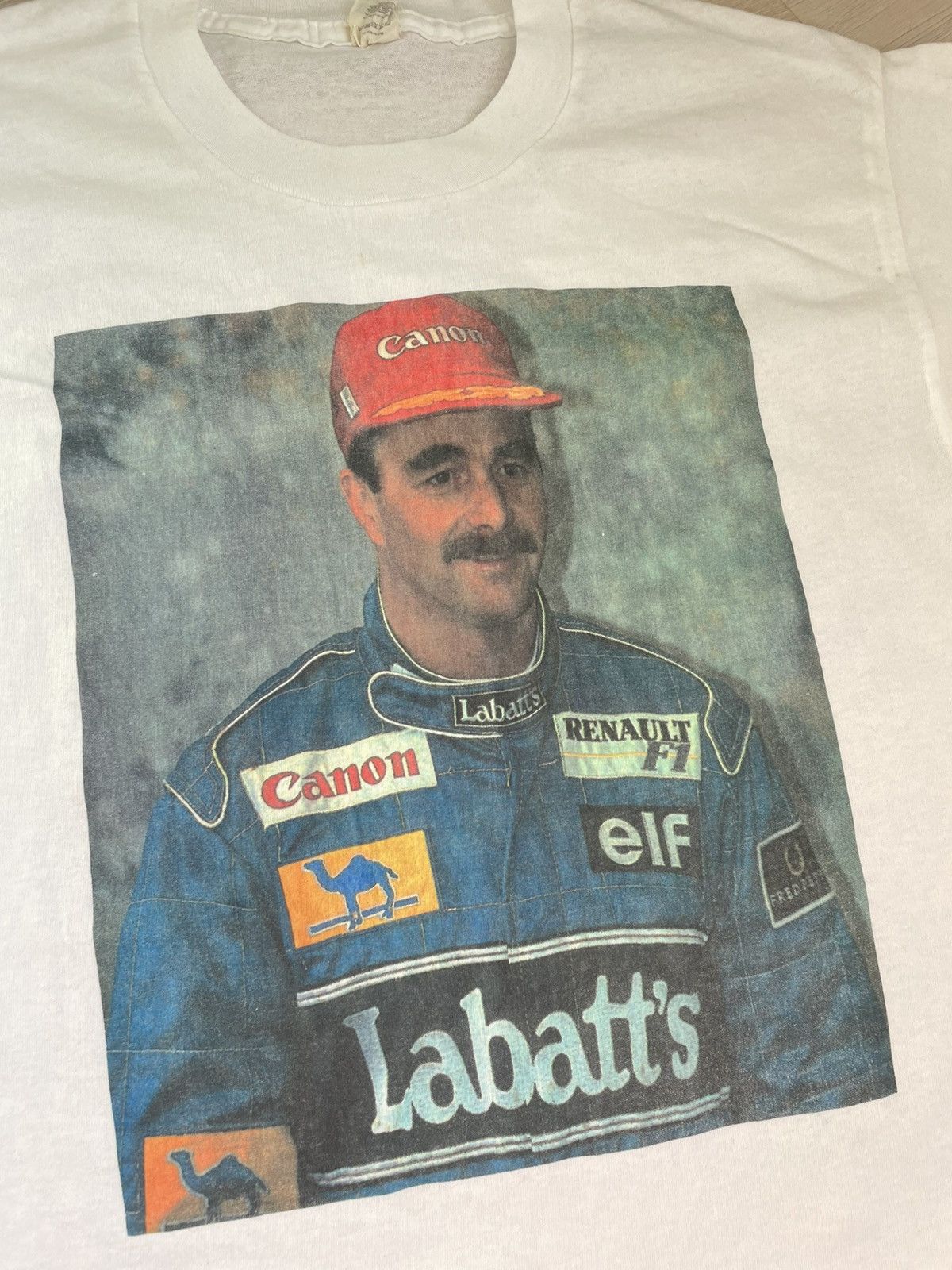 Formula 1 × Vintage 1990s Nigel Mansell British Formula 1 Racer T-shirt Nascar Size US XL / EU 56 / 4 - 4 Thumbnail