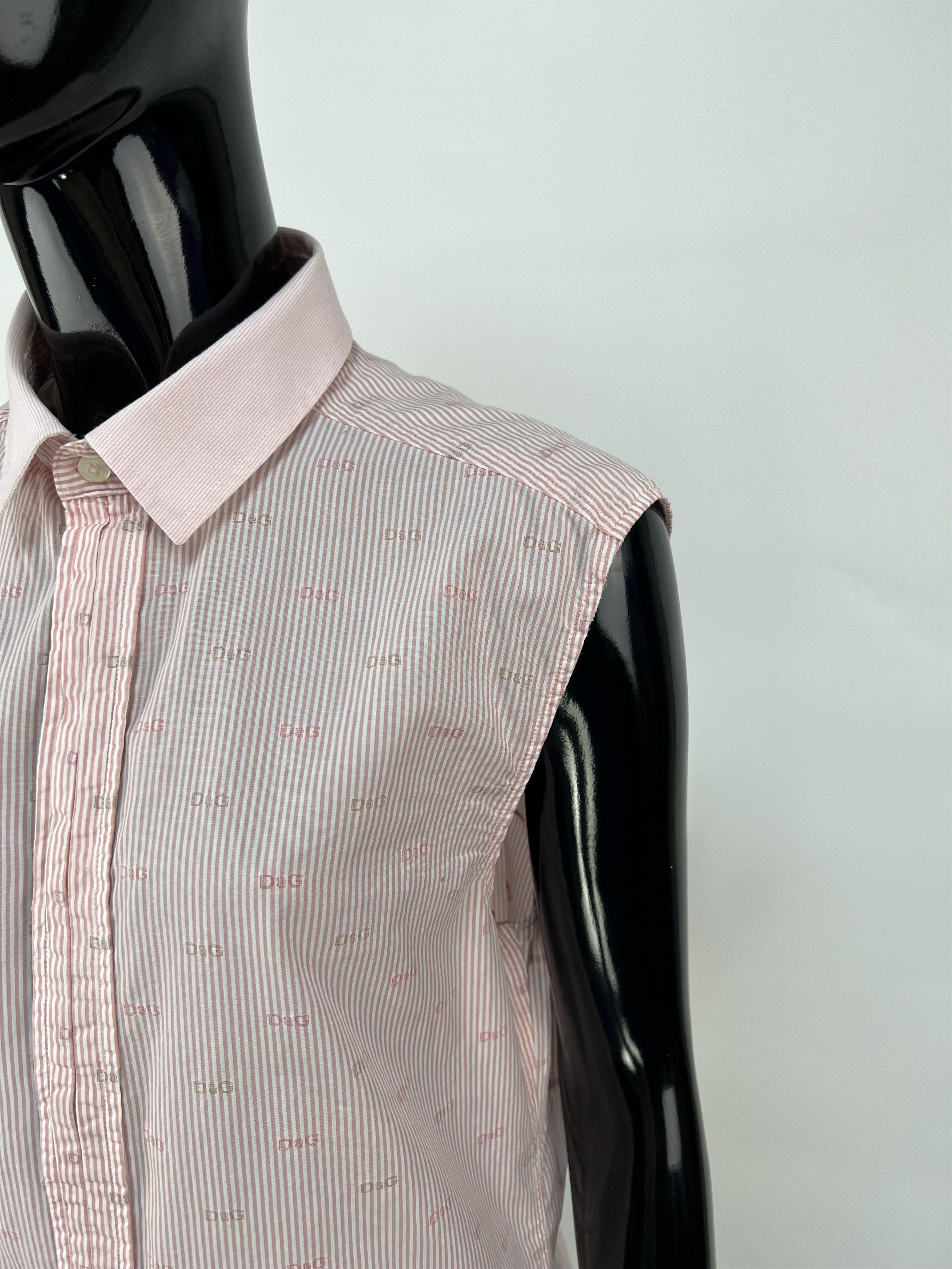 Dolce & Gabbana Dolce Gabbana Logo Sleeveless Stripe Button Up Shirt Size US L / EU 52-54 / 3 - 5 Thumbnail