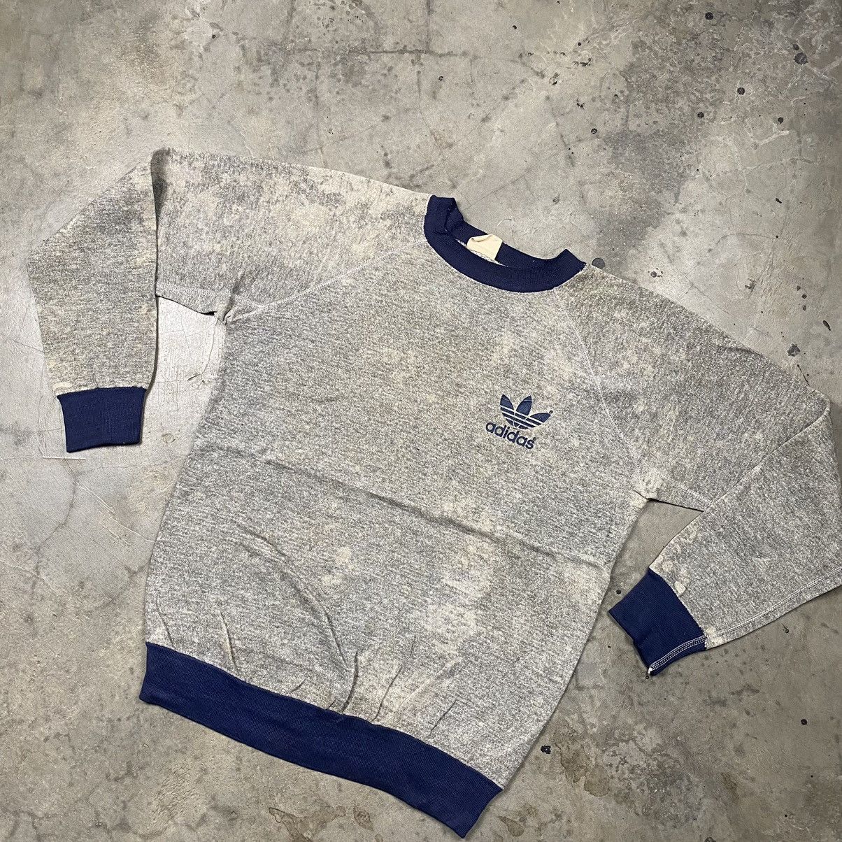 Adidas Grail💥80s Adidas Trefoil Triblend Distressed Crewneck Size US M / EU 48-50 / 2 - 2 Thumbnail