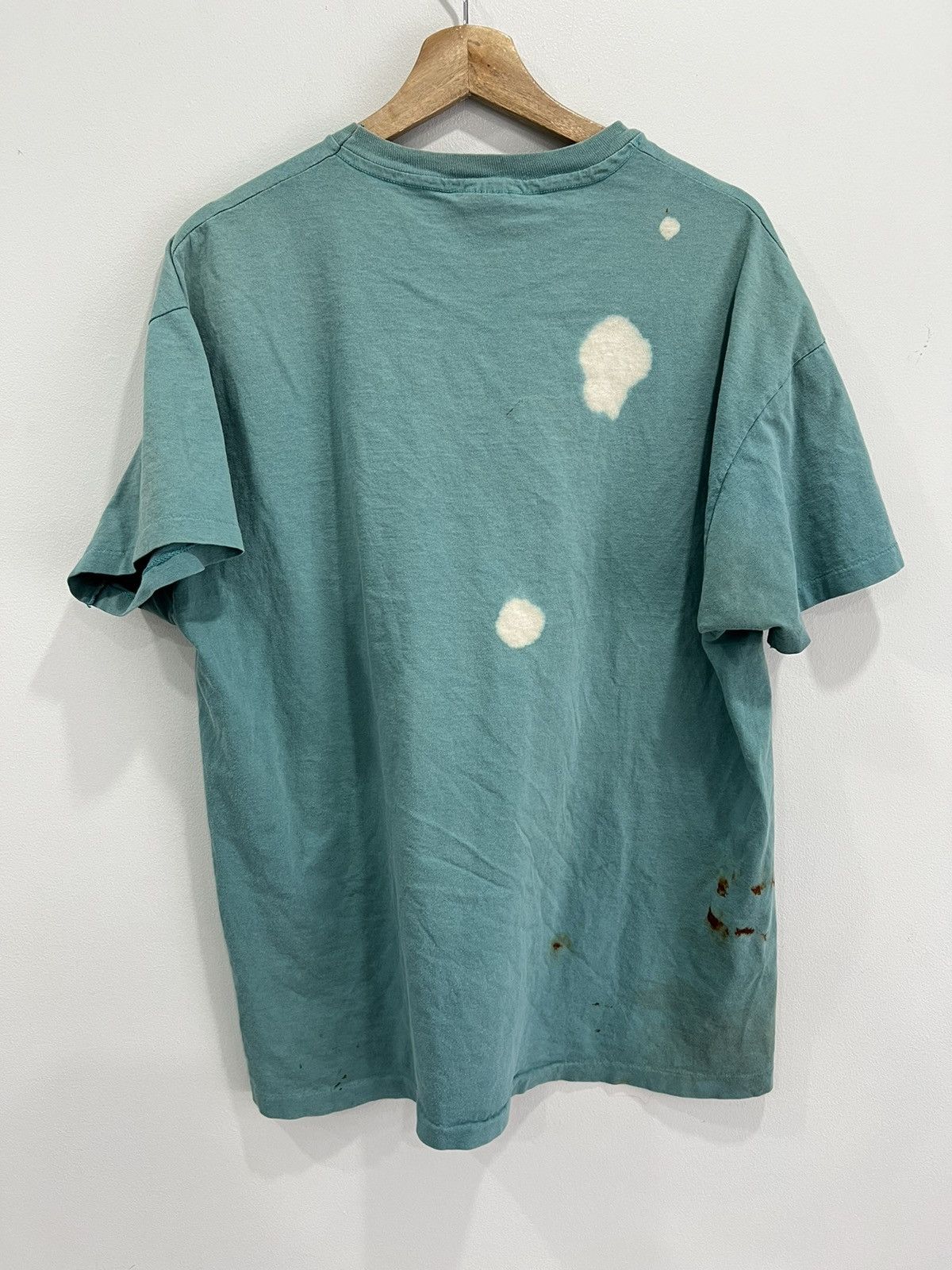 Japanese Brand Vintage 90s Blank Tee Shirt sun faded thrashed green grunge Size US XL / EU 56 / 4 - 2 Thumbnail