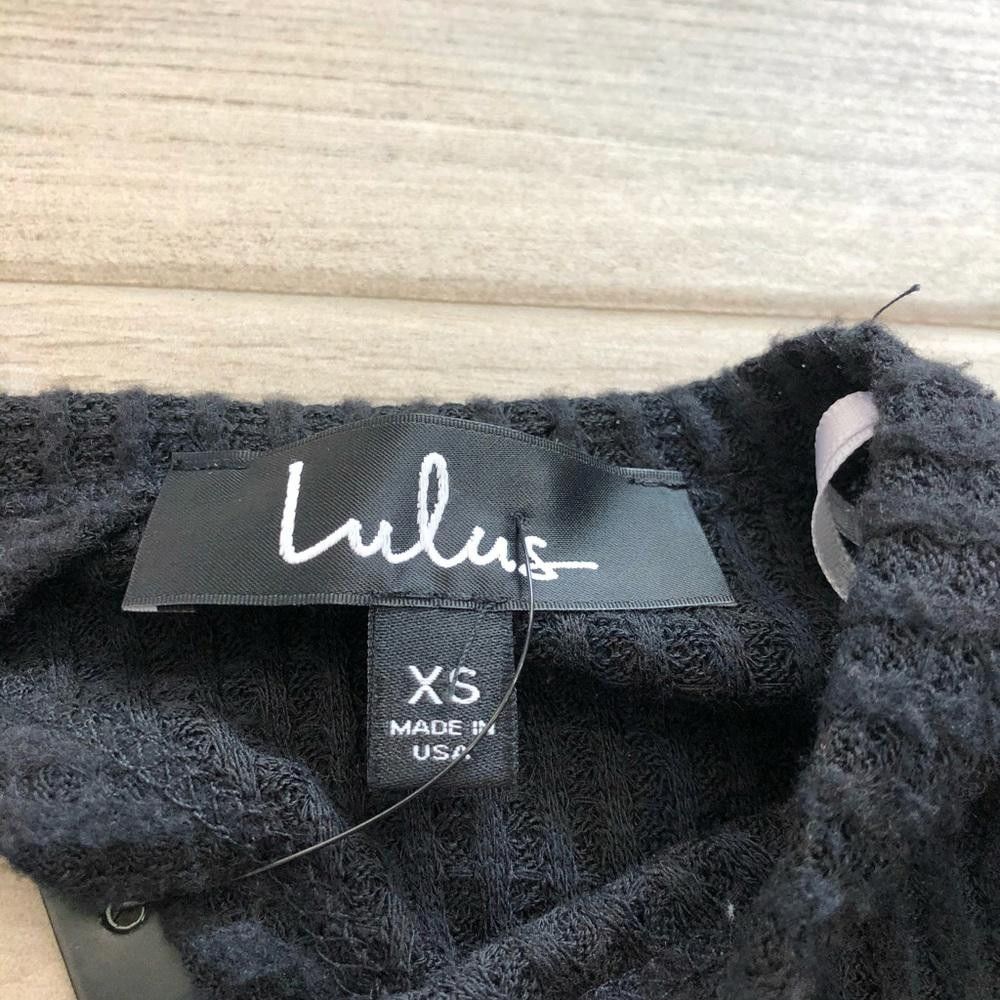 Other Lulu Black Waffle Knit Long Sleeve Top Size XS / US 0-2 / IT 36-38 - 3 Thumbnail