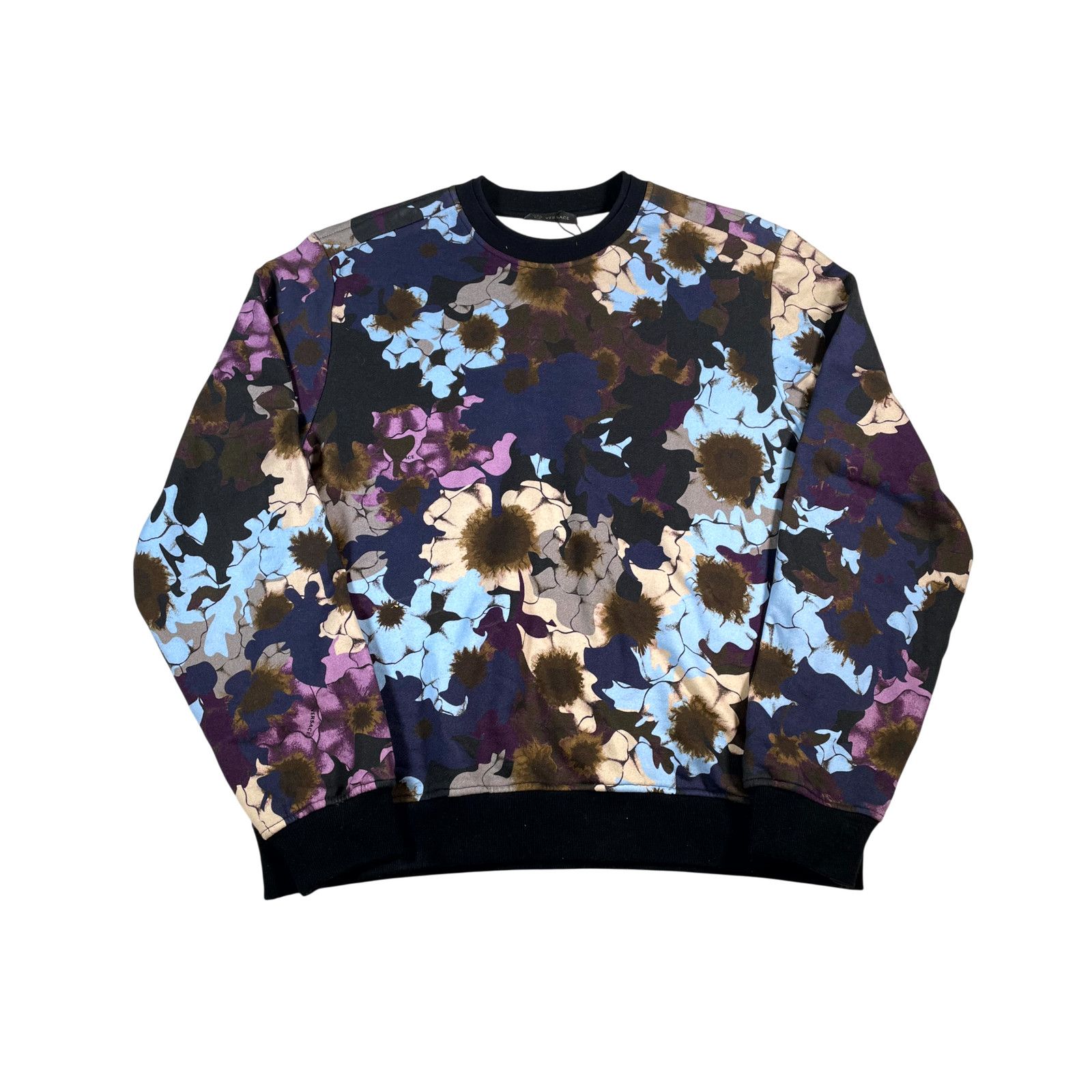 Versace Versace Floral Crewneck Baby Blue & Purple Sweater Size US M / EU 48-50 / 2 - 1 Thumbnail