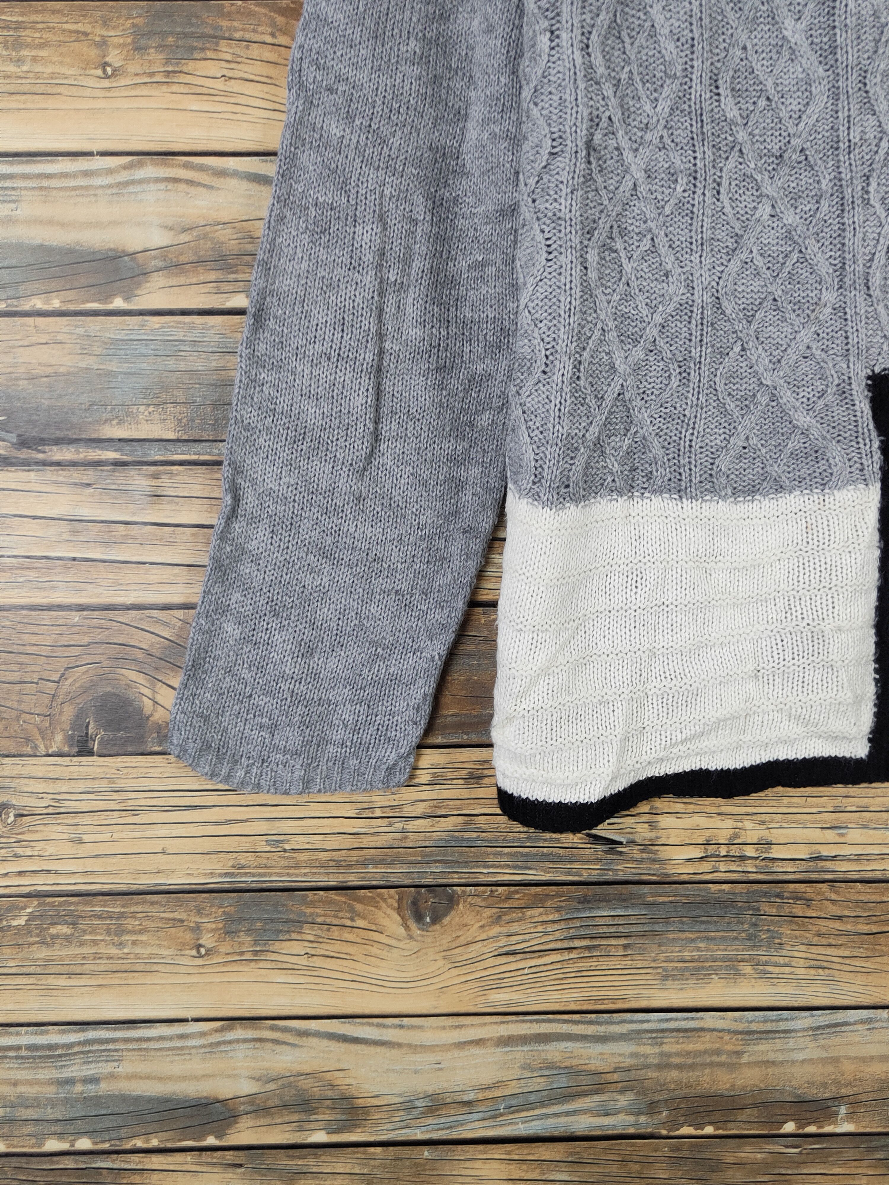 Homespun Knitwear Doublefocus Gray Black patchwork Knitwear Sweatshirts #W2152 Size US M / EU 48-50 / 2 - 4 Thumbnail