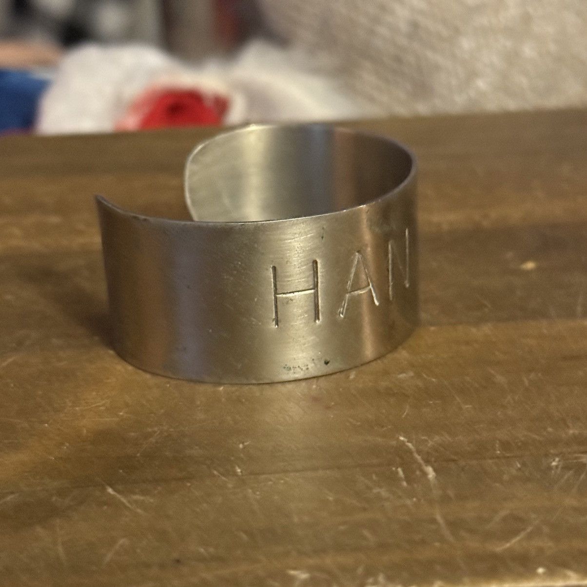 Vintage Vintage wide pewter Hannah name bangle cuff bracelet Size ONE SIZE - 4 Thumbnail