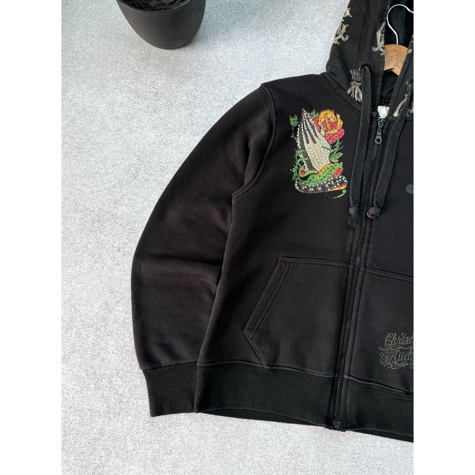 Ed Hardy VINTAGE Christian Audigier Ed Hardy Hoodie Full Zip Women’s S Black Y2K Logo Heart Skull Tattoo Japan Style Womens Size S / US 4 / IT 40 - 3 Thumbnail