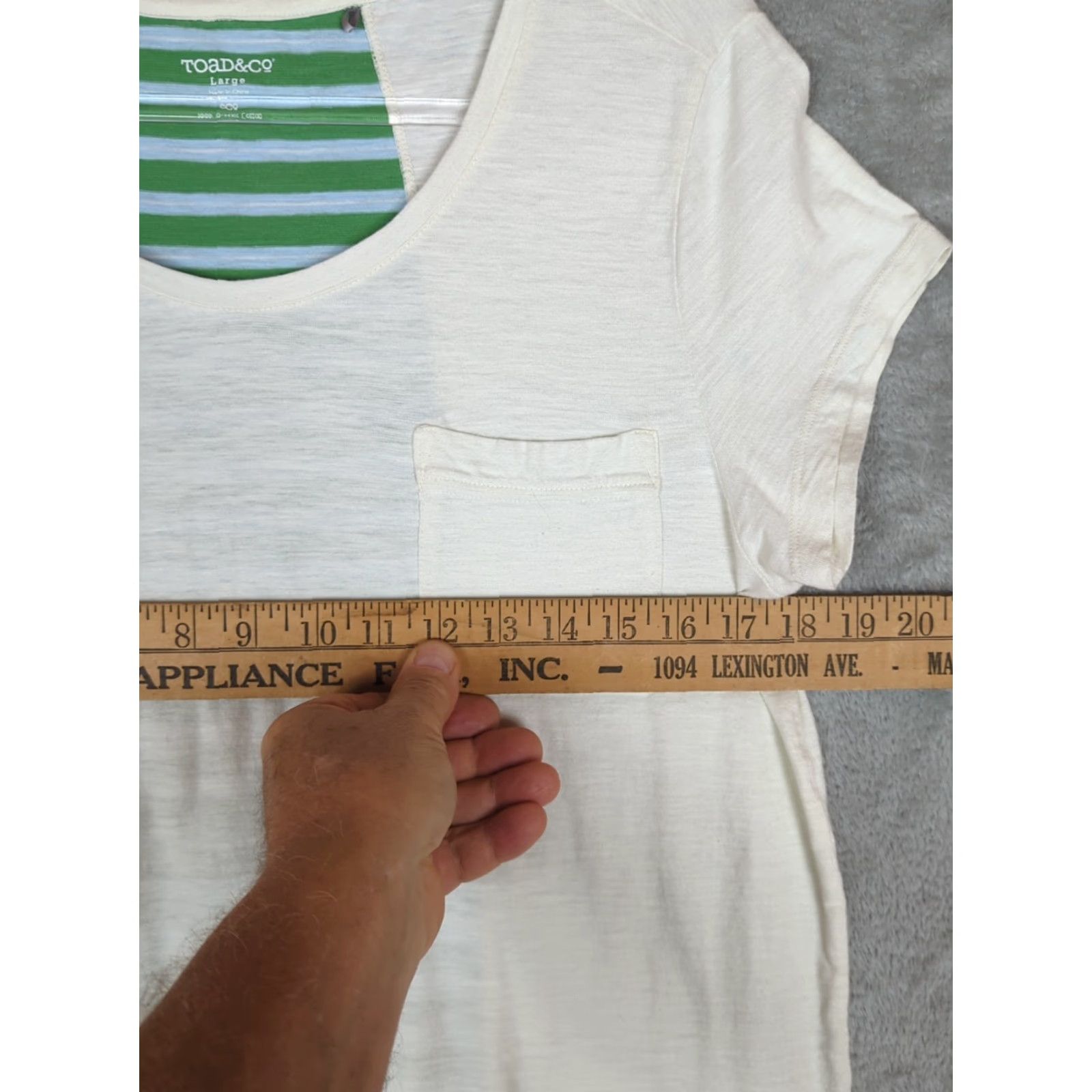 Toad&Co Toad&Co Womens L Organic Cotton Tee Shirt Short Sleeve Creamy White Pocket Striped Back Casual Comfortable Vintage: No Size L / US 10 / IT 46 - 7 Thumbnail