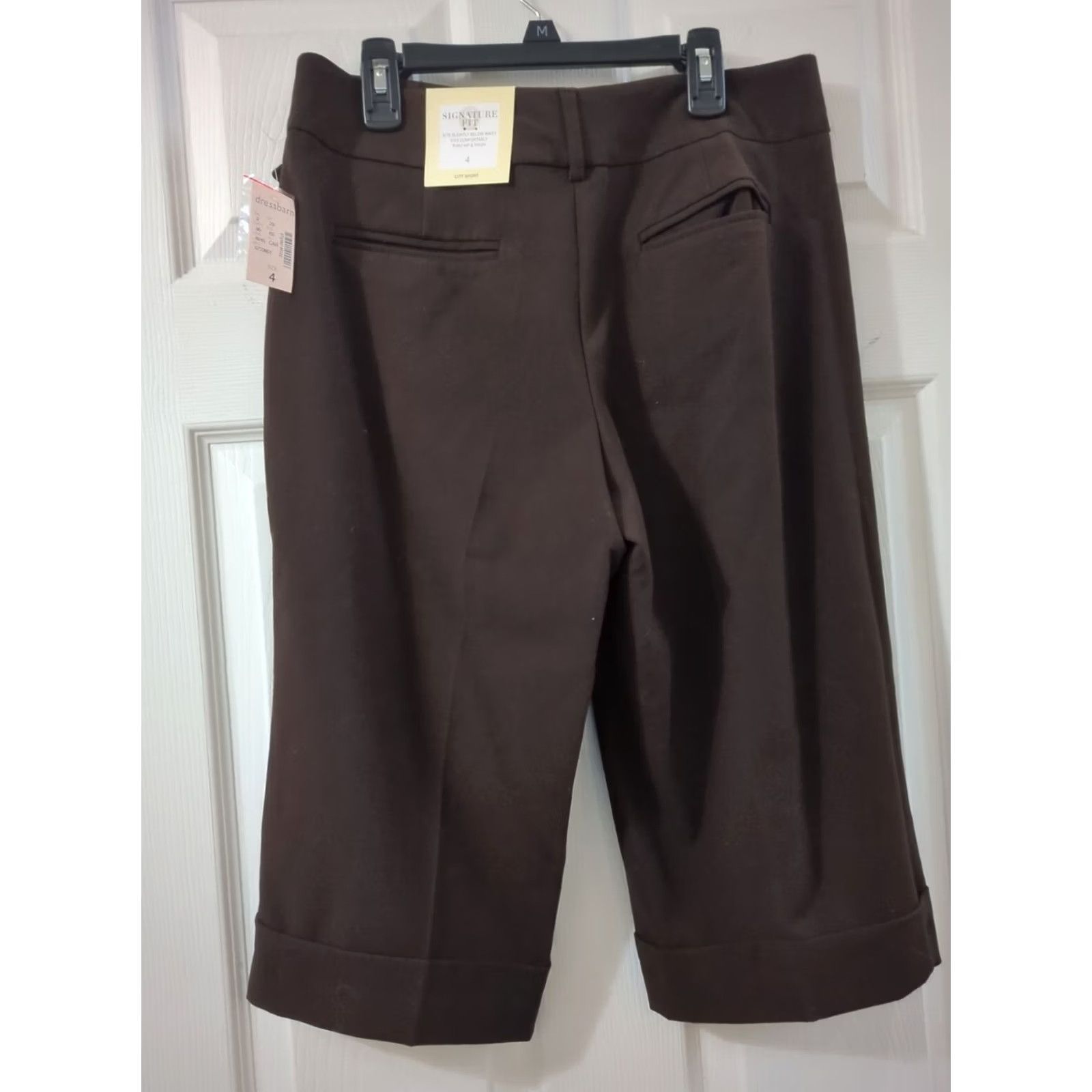 Vintage DRESSBARN WOMAN City Shorts Brown NWT Size 4 Pants Cropped Straight Zipper Pocket Twill Modern Relaxed Knit? Size 27" / US 4 / IT 40 - 2 Thumbnail