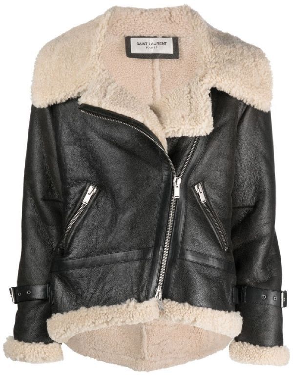 Saint Laurent Paris o1bcso1str1225 Aviator Jacket in Aged-Leather in Black Size XS / US 0-2 / IT 36-38 - 1 Thumbnail