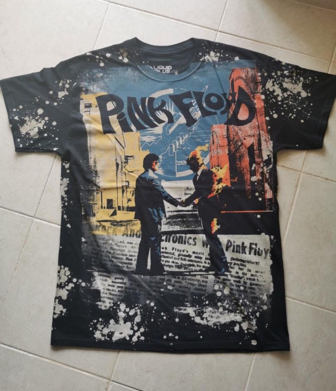 Band Tees × Pink Floyd Vintage Y2K Acid Wash Band Pink Floyd Liquid Blue Size US L / EU 52-54 / 3 - 1 Thumbnail