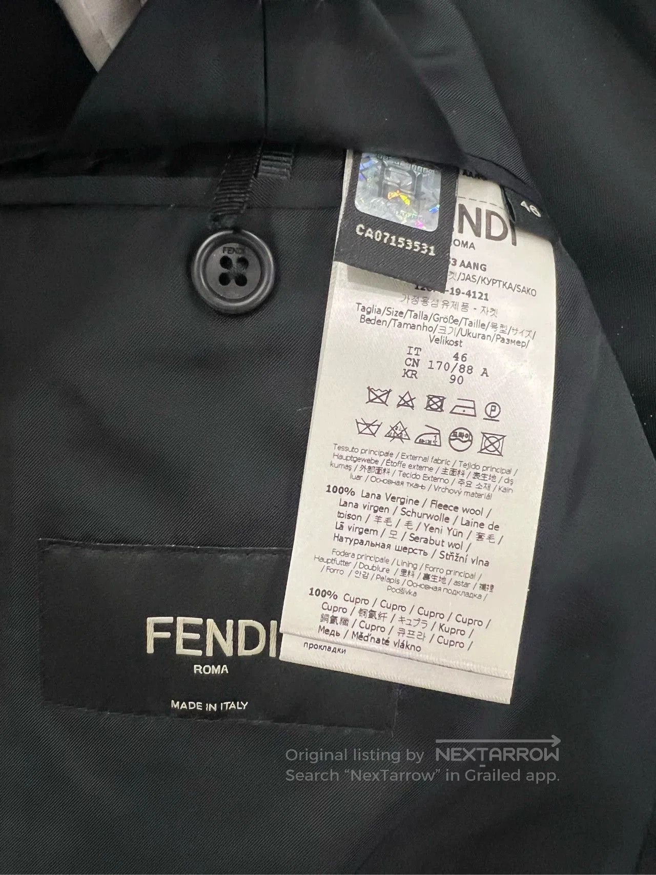 Fendi Fendi Black Wool Slim Fit Blazer. Size US S / EU 44-46 / 1 - 3 Thumbnail